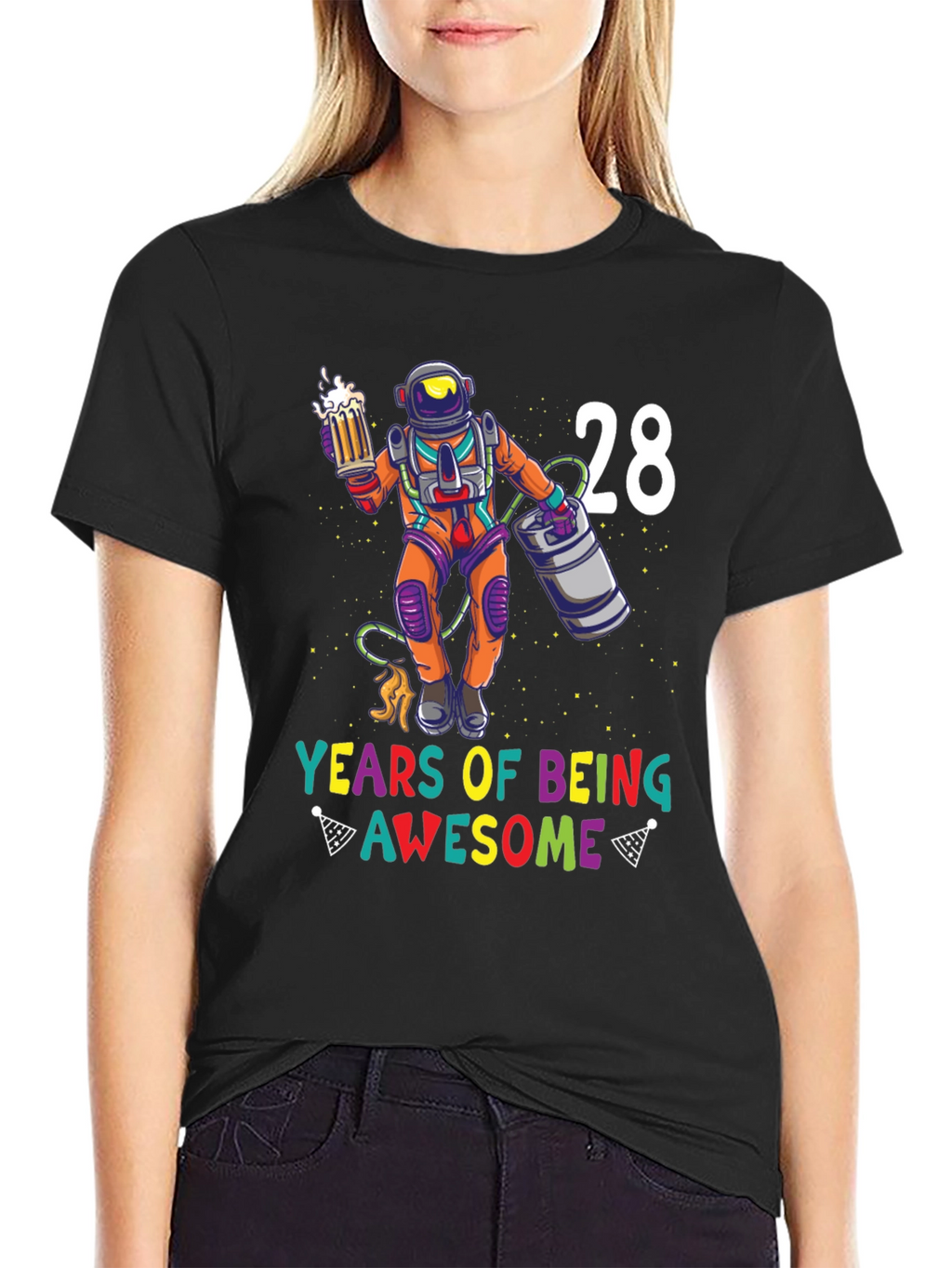 28 Years of Being Awesome Astronaut Graphic Tee