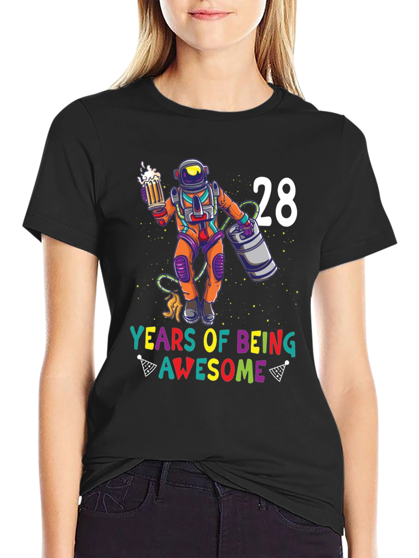 28 Years of Being Awesome Astronaut Graphic Tee