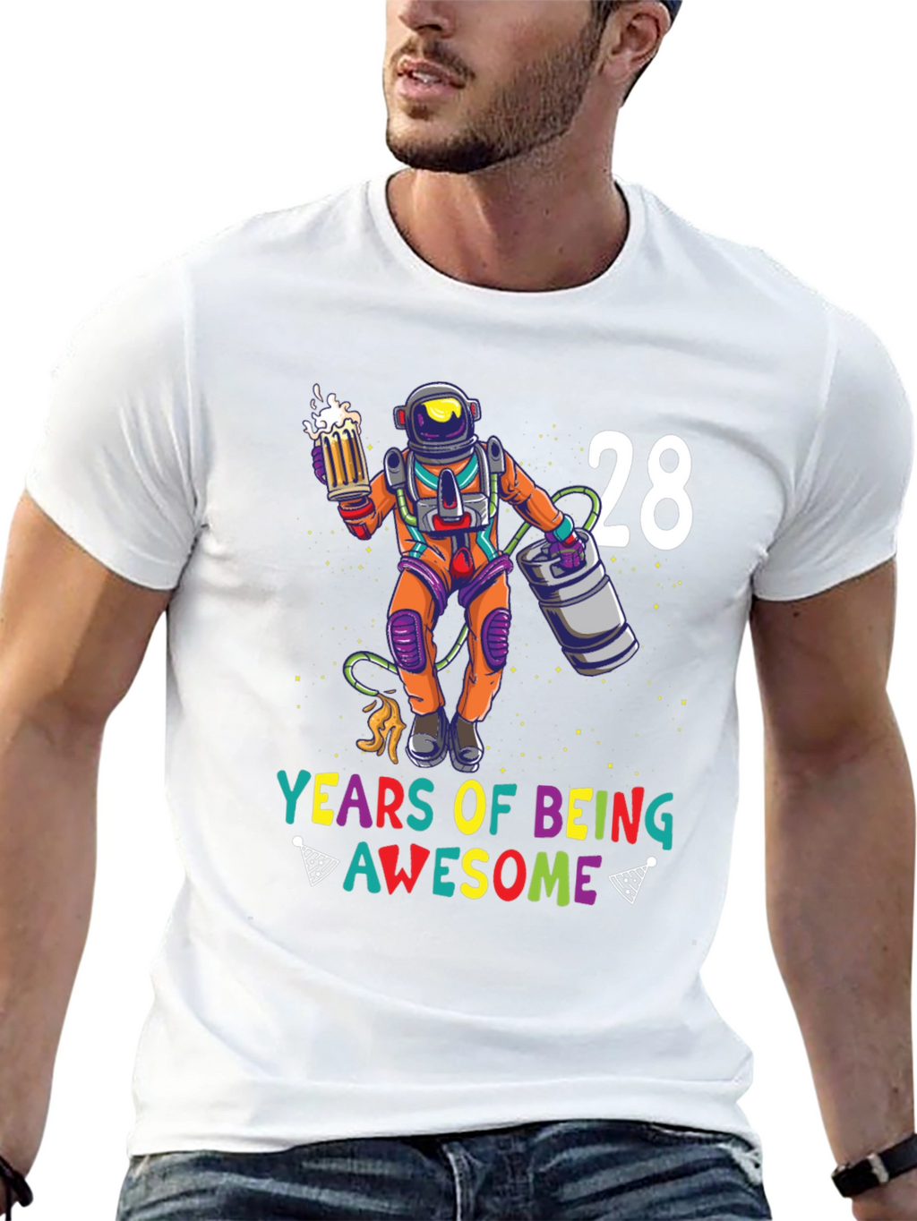 28 Years of Being Awesome Astronaut Graphic Tee