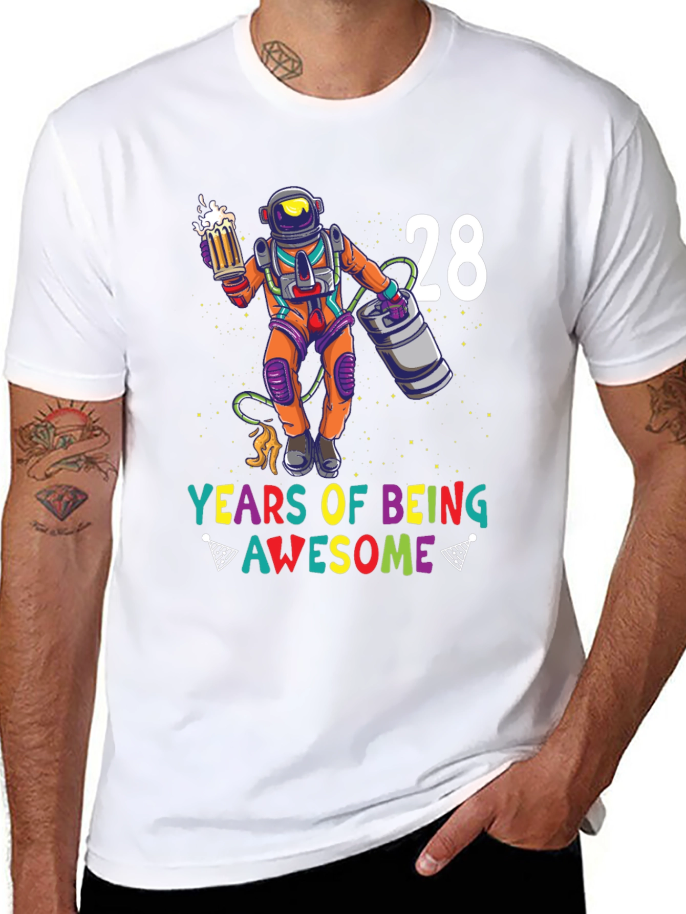 28 Years of Being Awesome Astronaut Graphic Tee