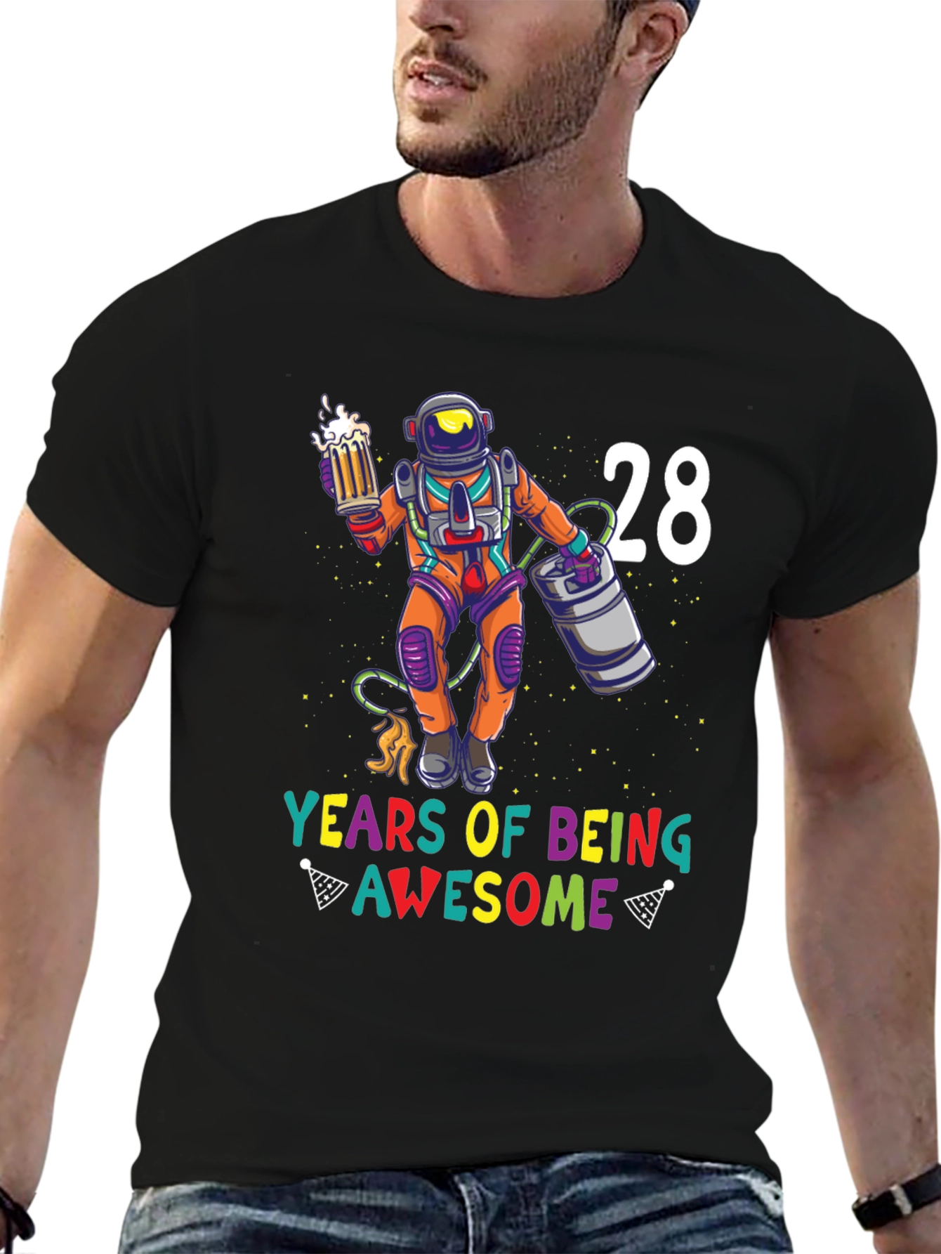 28 Years of Being Awesome Astronaut Graphic Tee