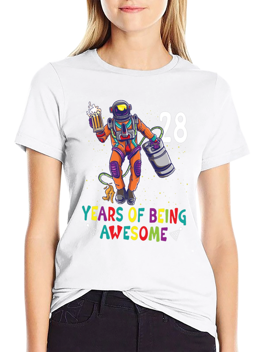 28 Years of Being Awesome Astronaut Graphic Tee