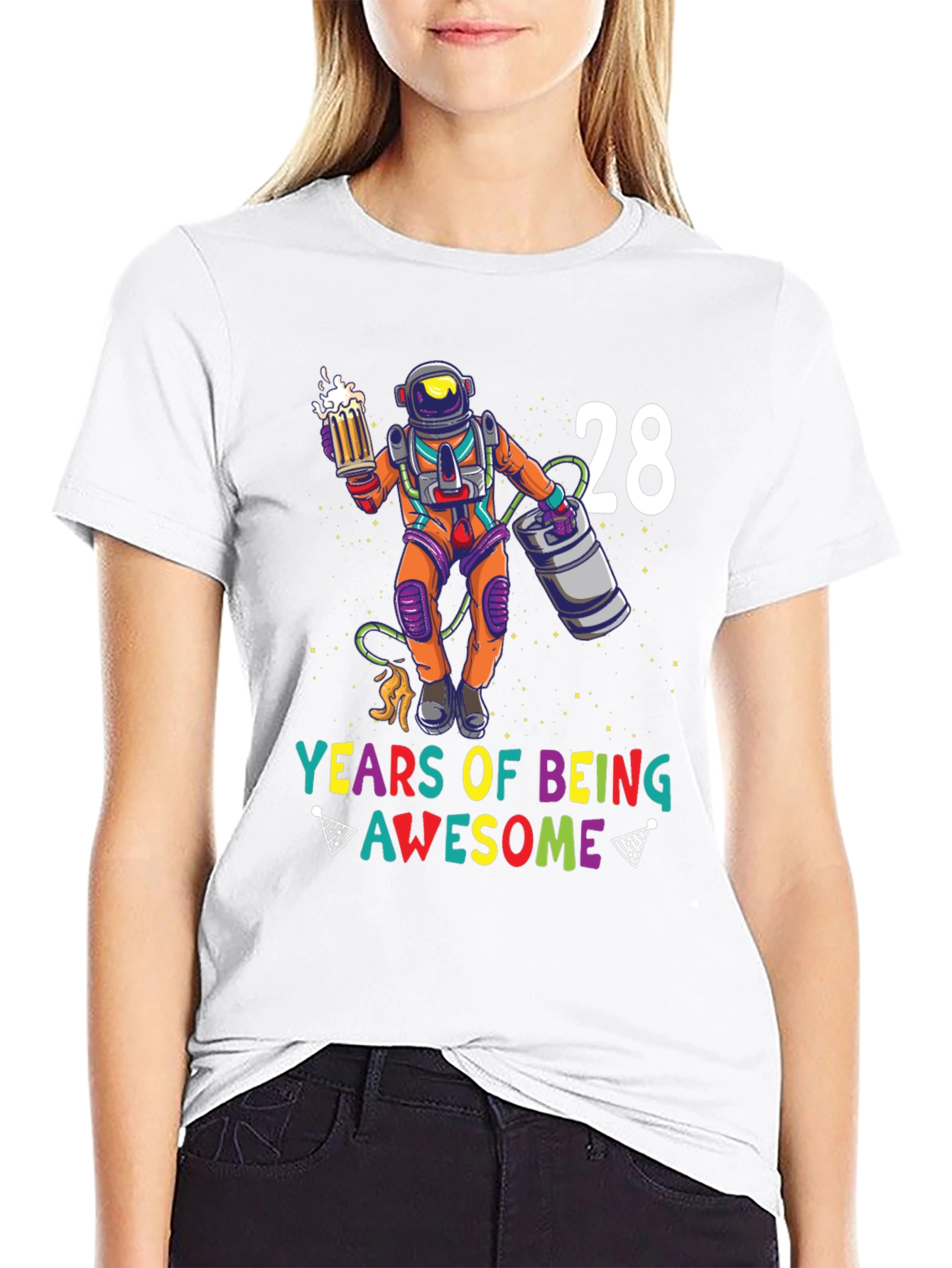 28 Years of Being Awesome Astronaut Graphic Tee