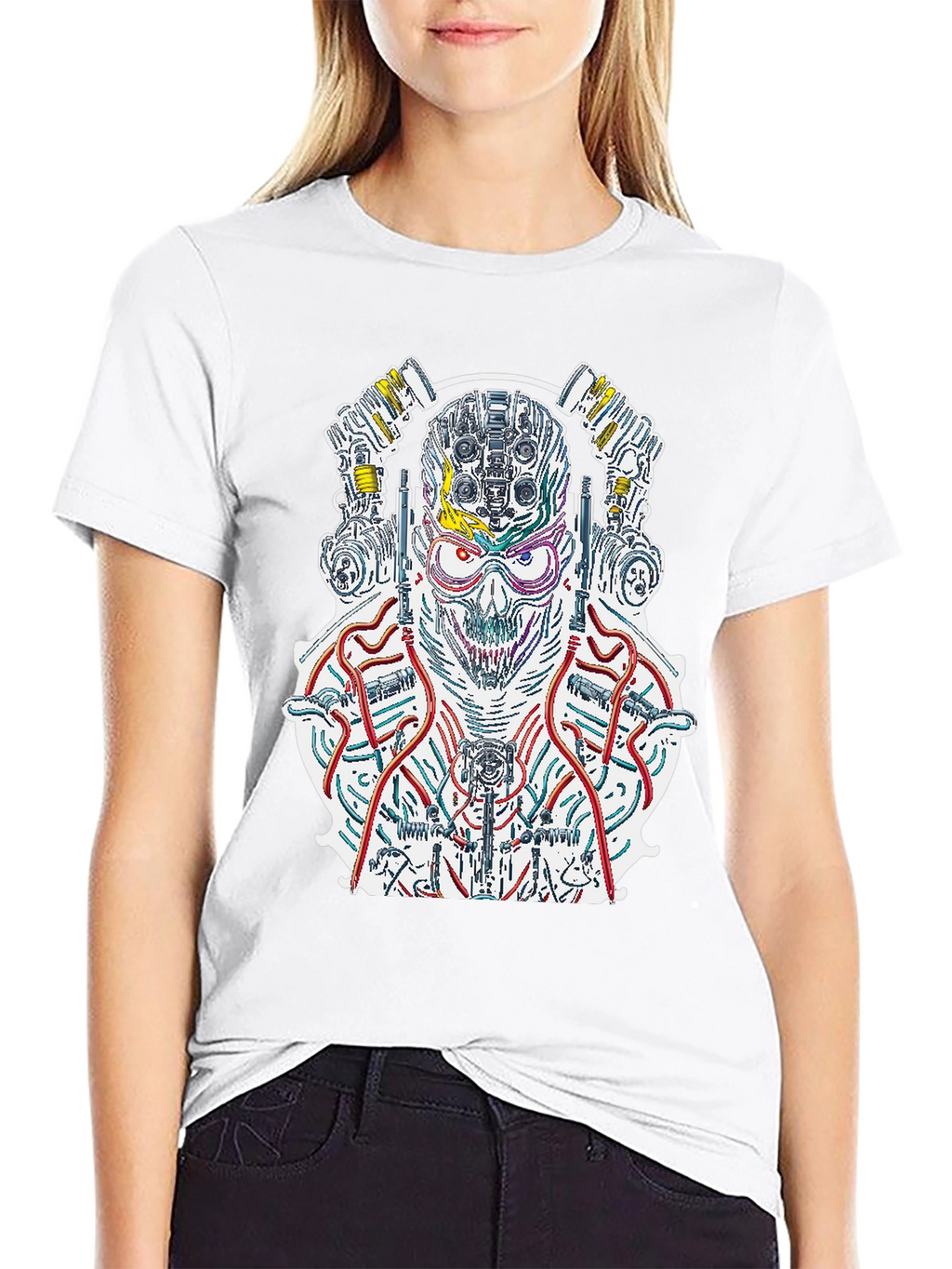 Cyberpunk Skull T-Shirt - Robotic Graphic Tee