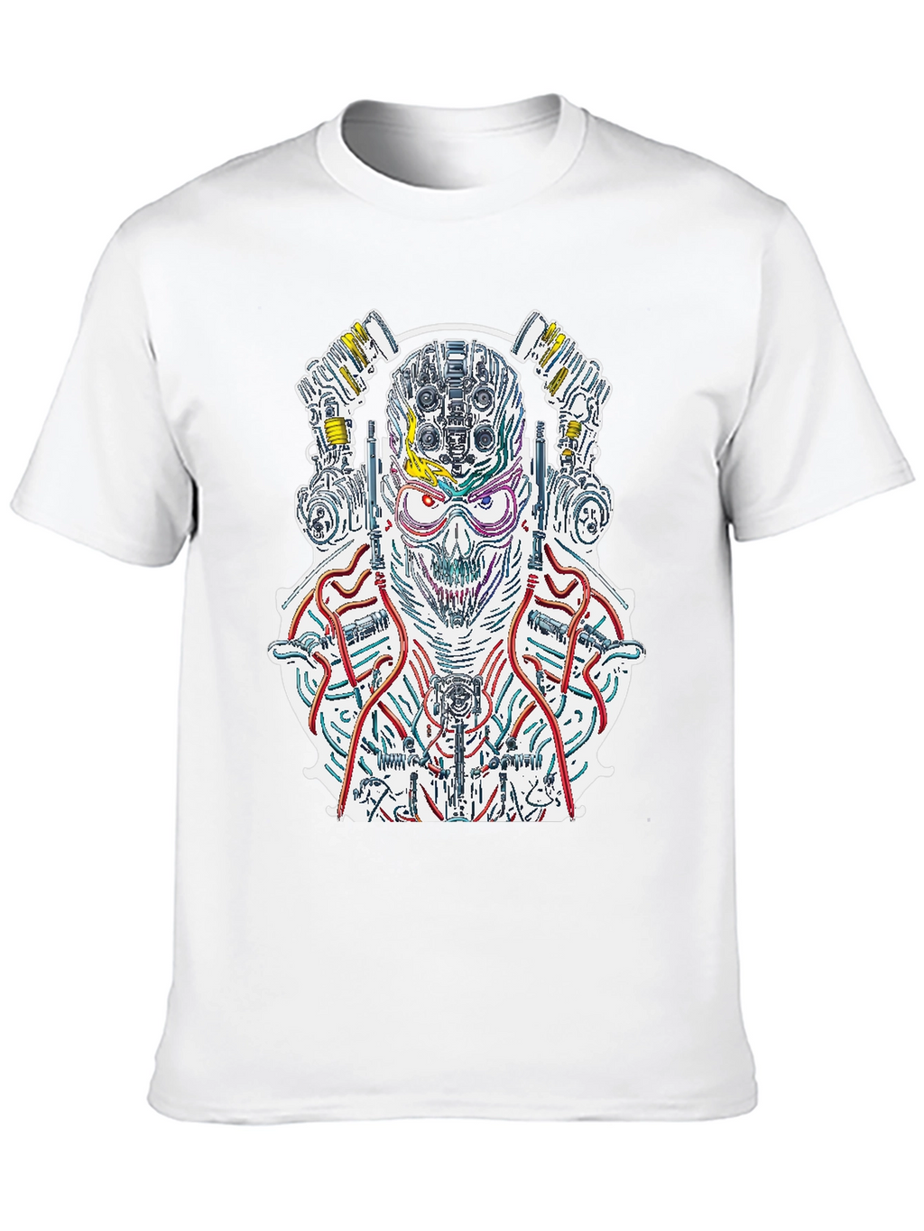 Cyberpunk Skull T-Shirt - Robotic Graphic Tee
