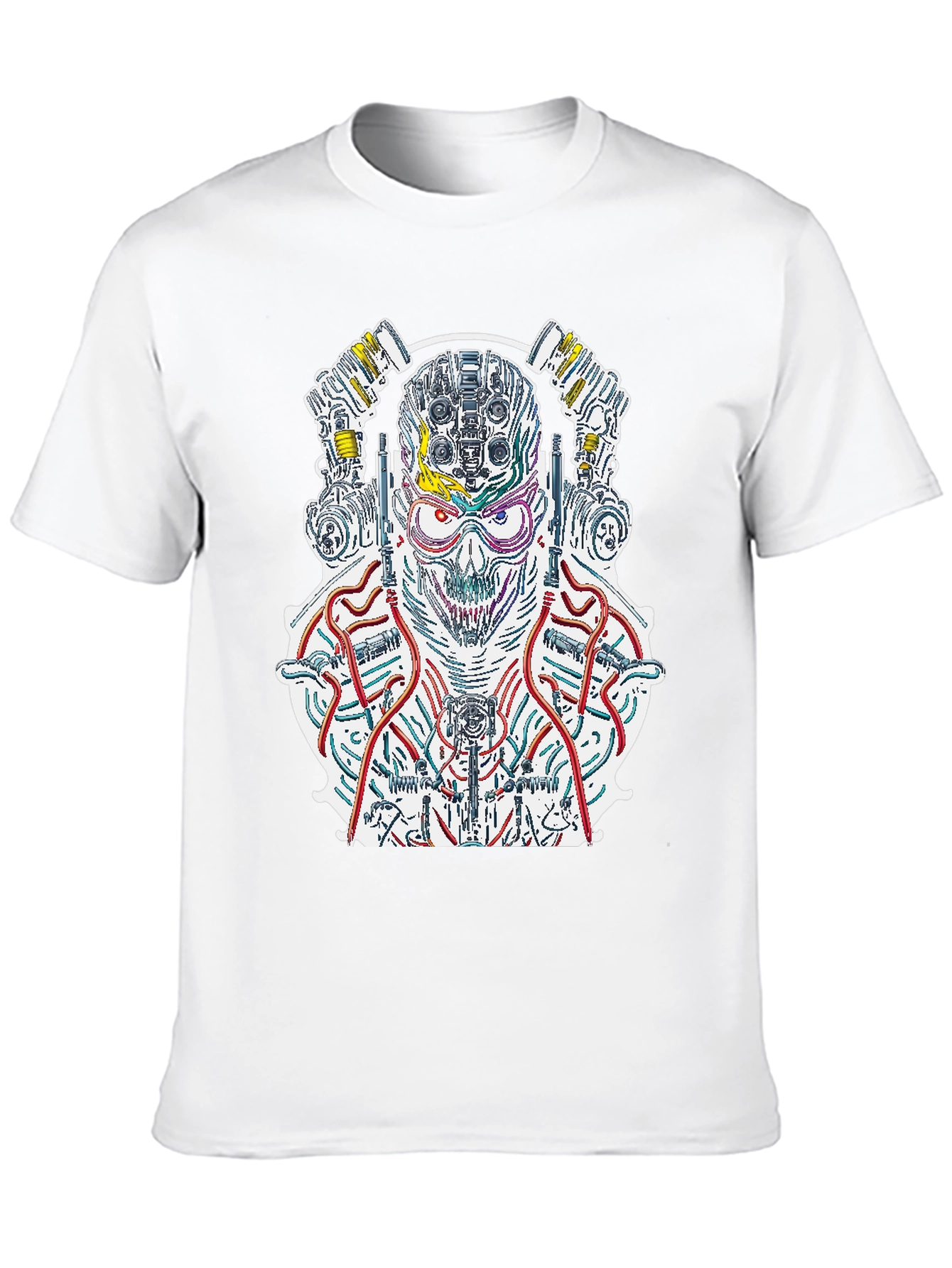 Cyberpunk Skull T-Shirt - Robotic Graphic Tee