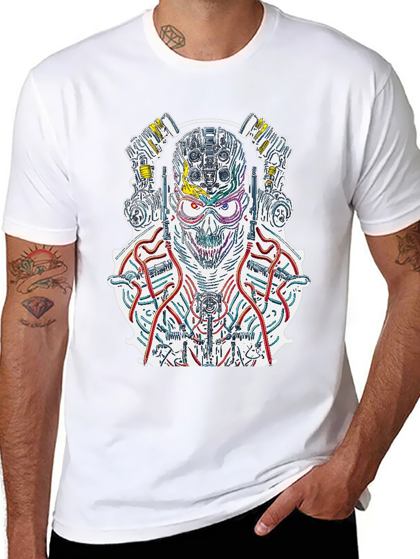 Cyberpunk Skull T-Shirt - Robotic Graphic Tee