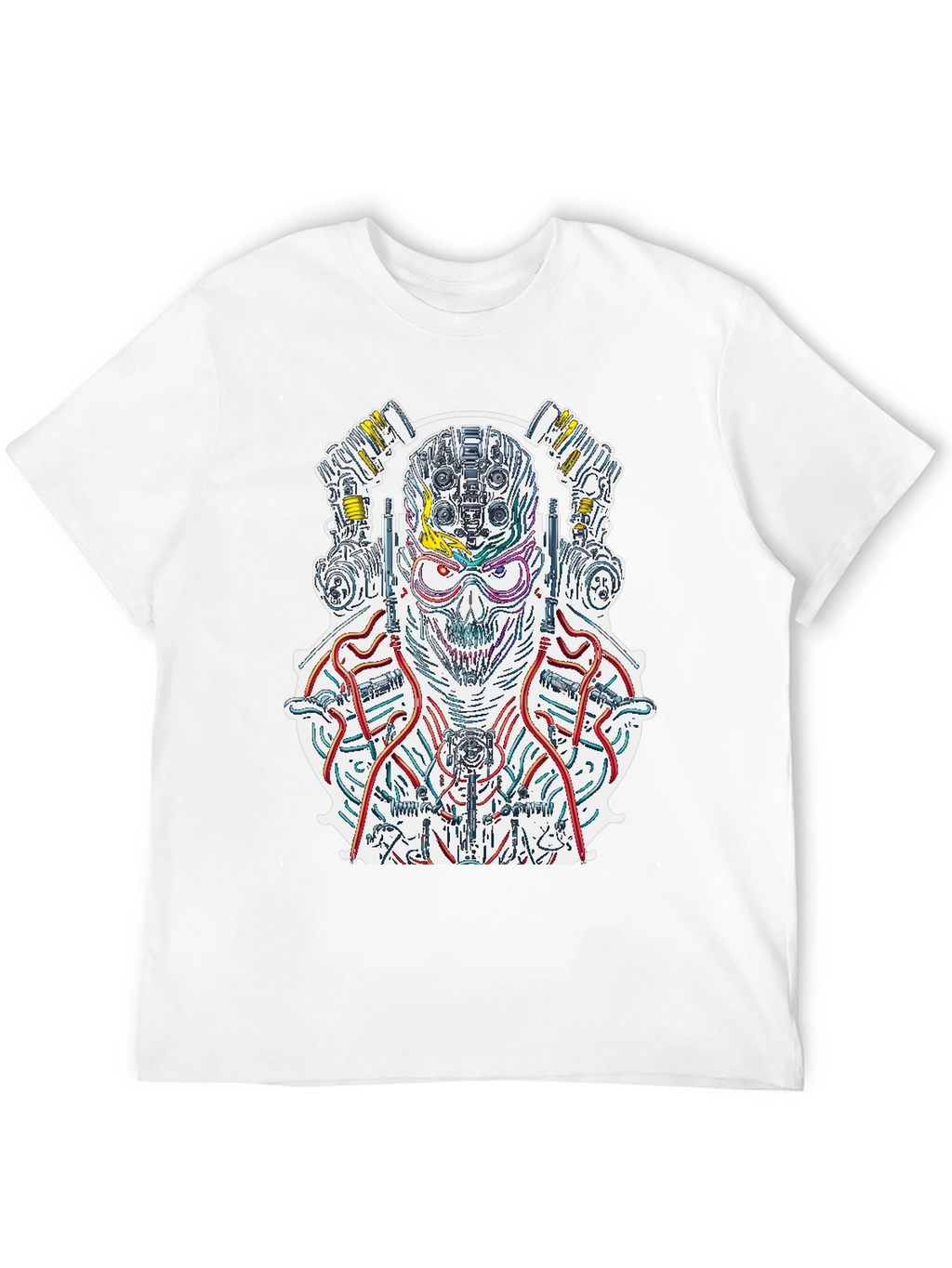 Cyberpunk Skull T-Shirt - Robotic Graphic Tee