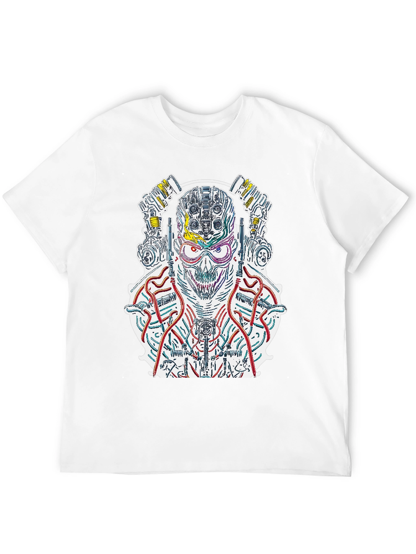 Cyberpunk Skull T-Shirt - Robotic Graphic Tee