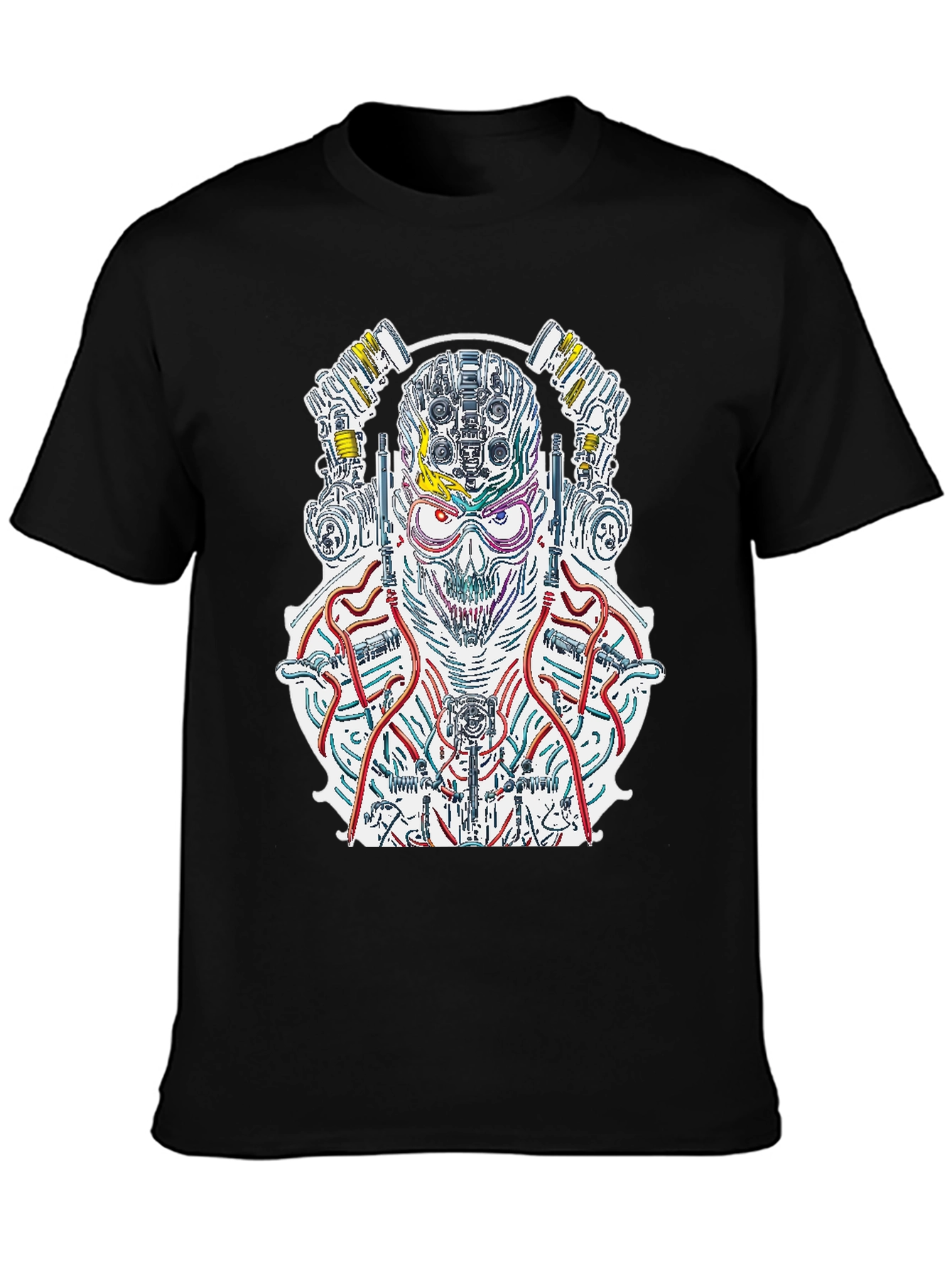 Cyberpunk Skull T-Shirt - Robotic Graphic Tee