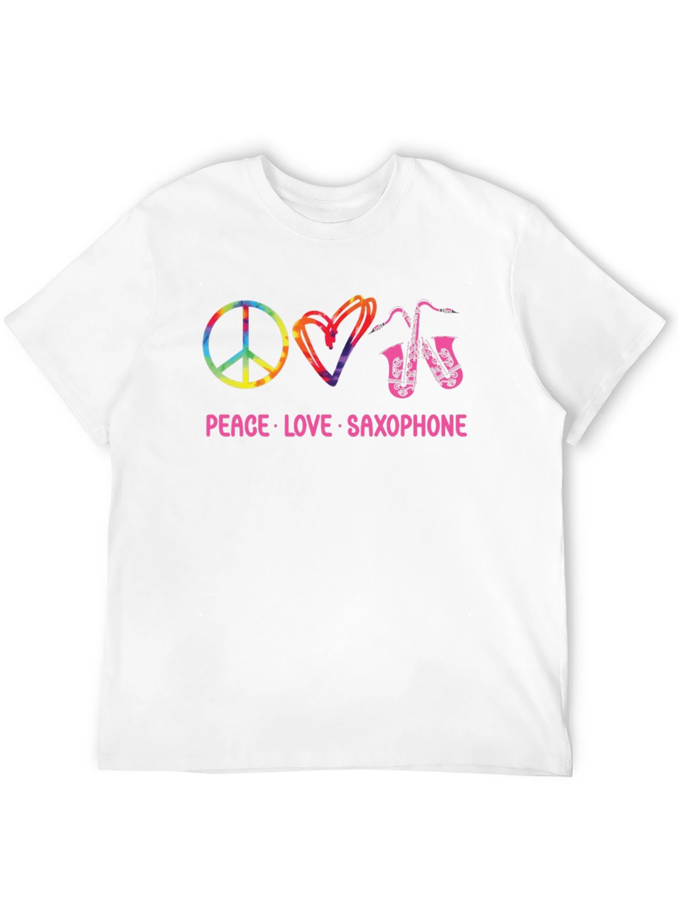 Peace Love Saxophone Black T-Shirt