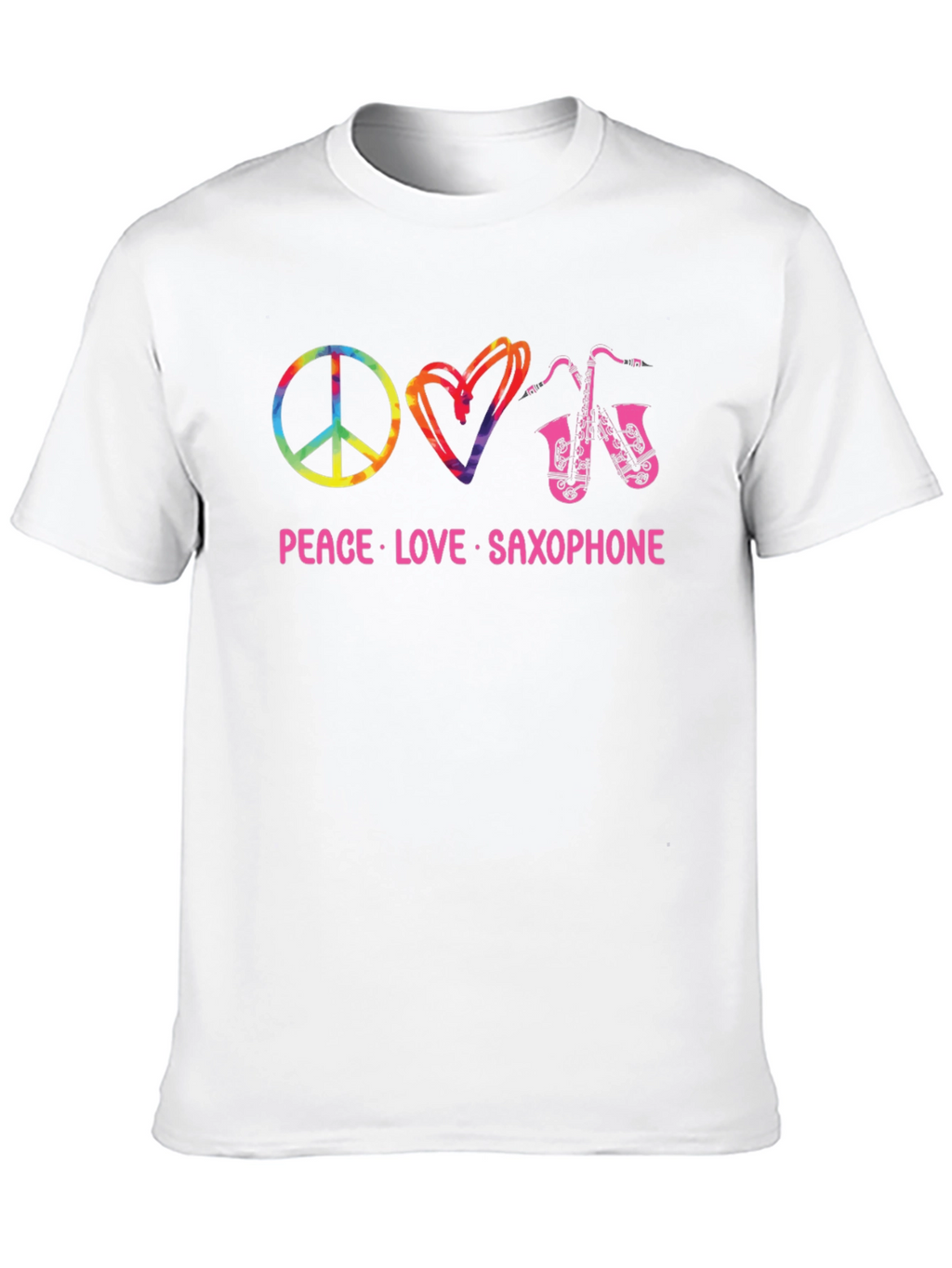 Peace Love Saxophone Black T-Shirt