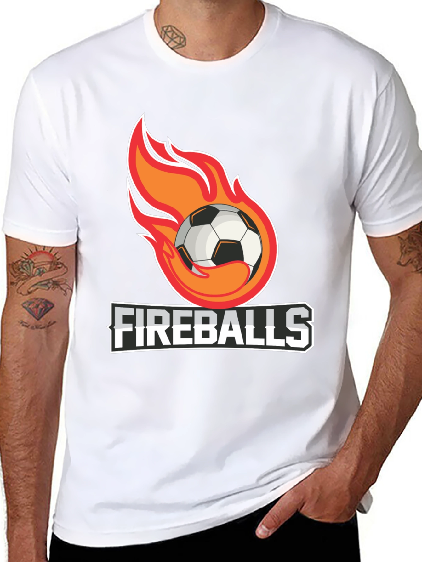 Fiery Soccer Ball Graphic T-Shirt