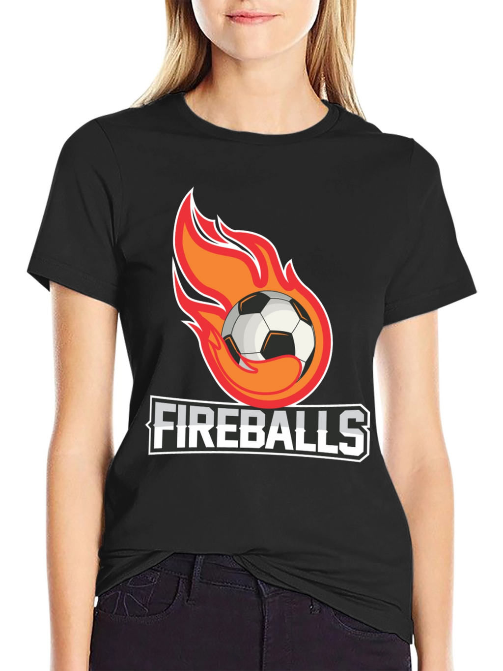 Fiery Soccer Ball Graphic T-Shirt