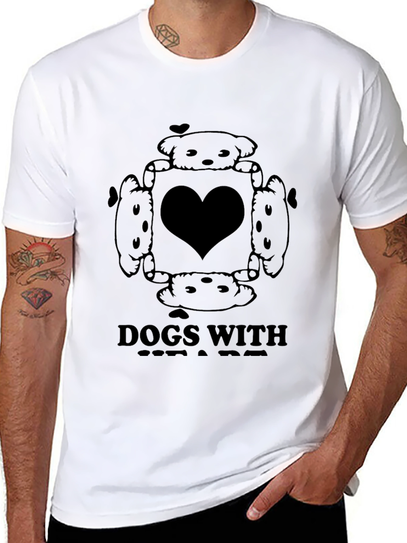 Dogs Around Heart T-Shirt – Cute Dog Lover Graphic Tee