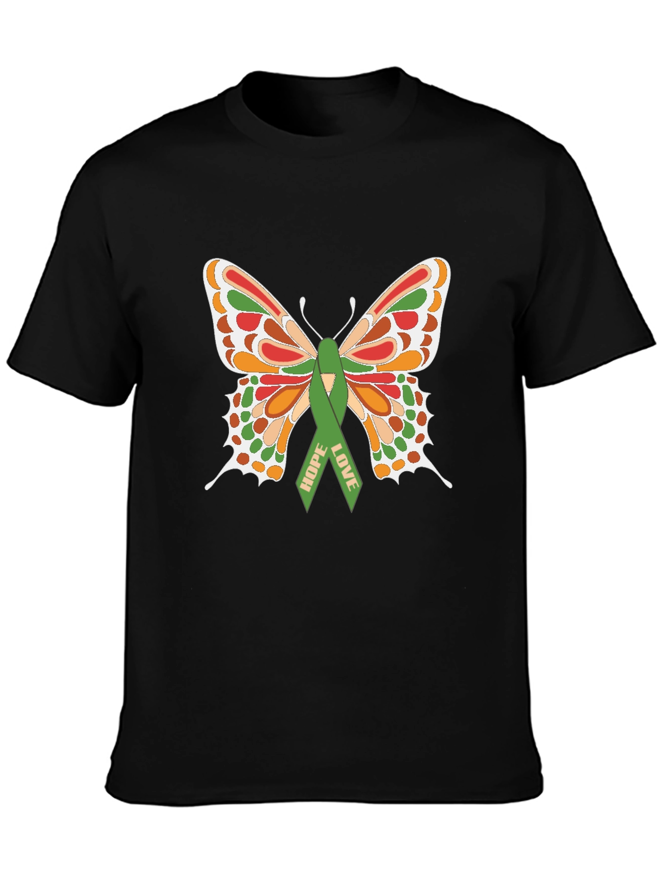 Butterfly Hope Love Ribbon Graphic T-Shirt