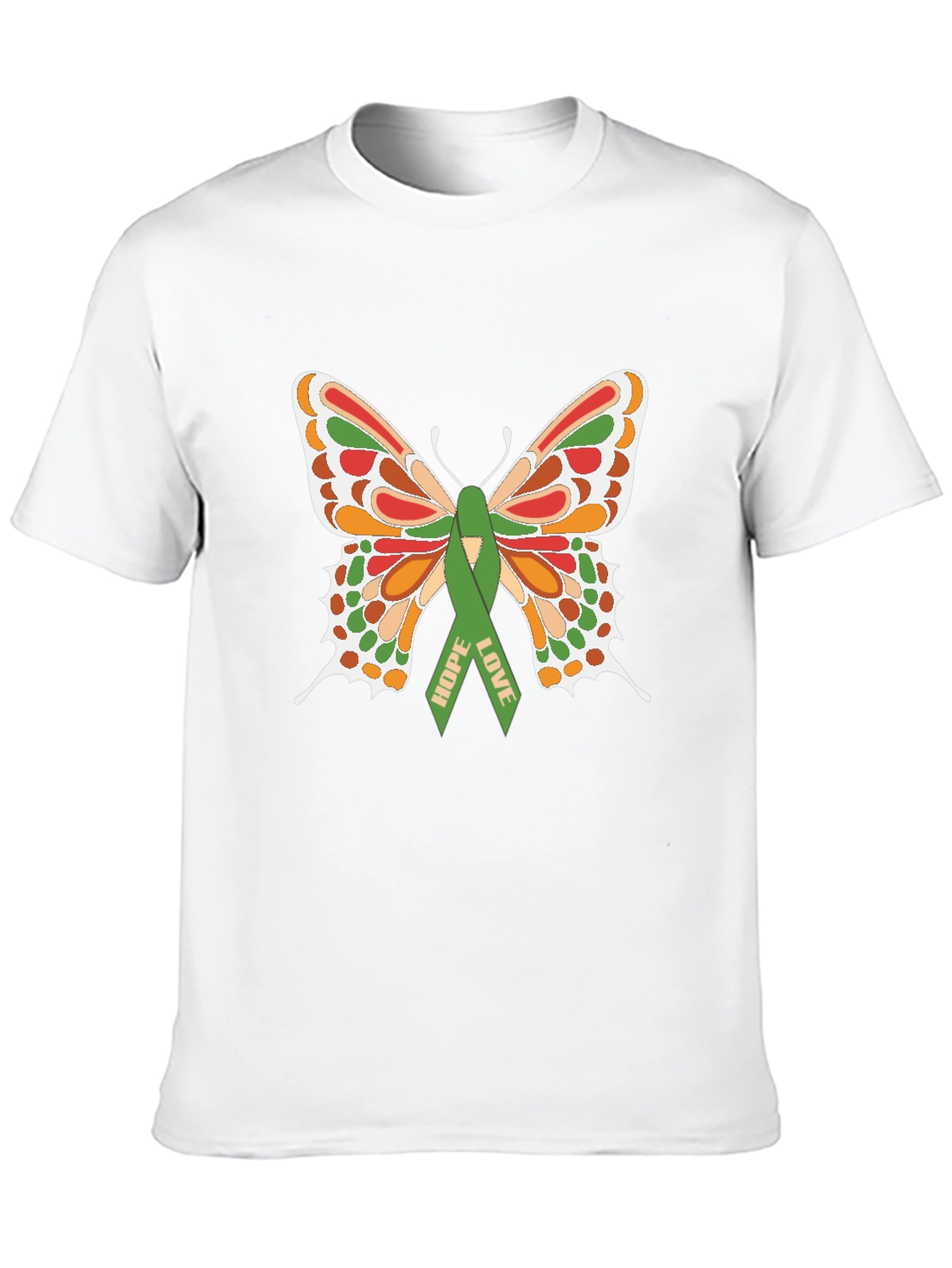 Butterfly Hope Love Ribbon Graphic T-Shirt