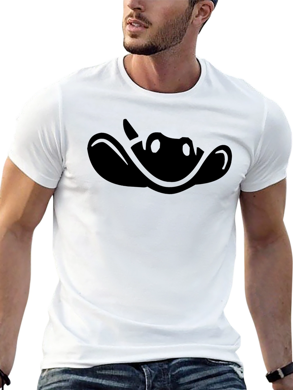 Mens Black Cowboy Silhouette Graphic T-Shirt