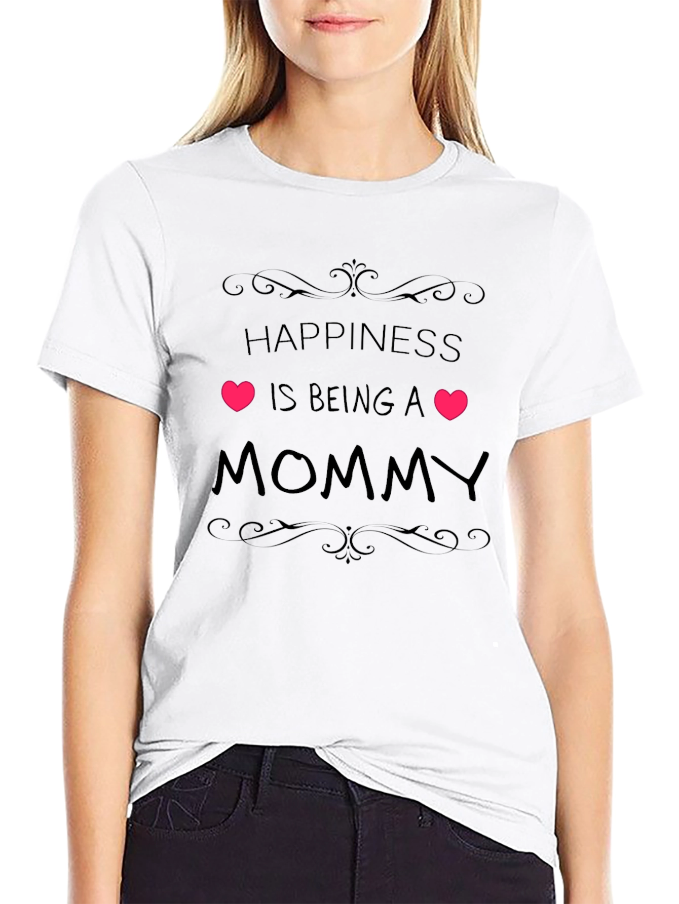 Happiness is Being a Mommy Black T-Shirt
