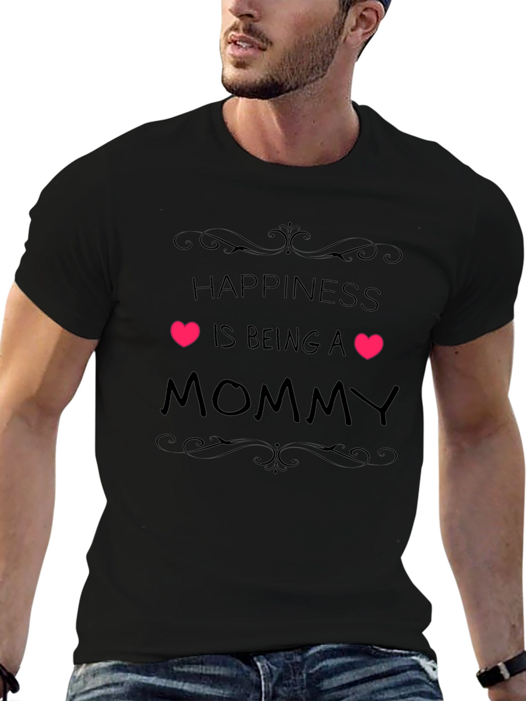 Happiness is Being a Mommy Black T-Shirt