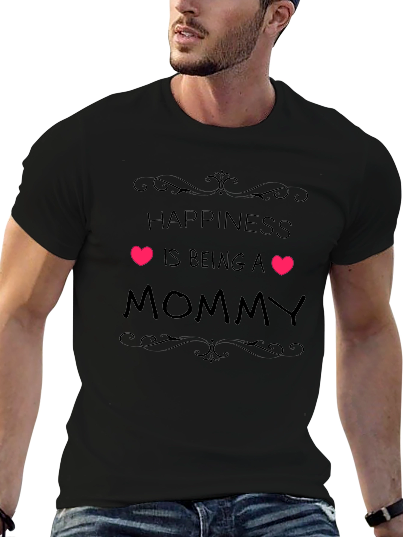 Happiness is Being a Mommy Black T-Shirt