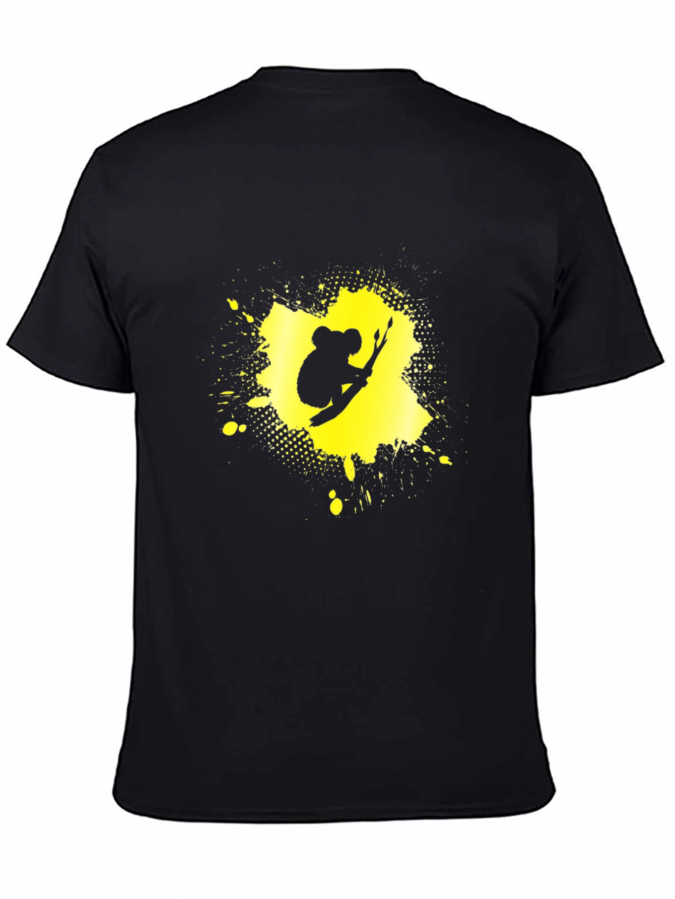 Koala Splatter Graphic Tee - Black Cotton Blend Shirt