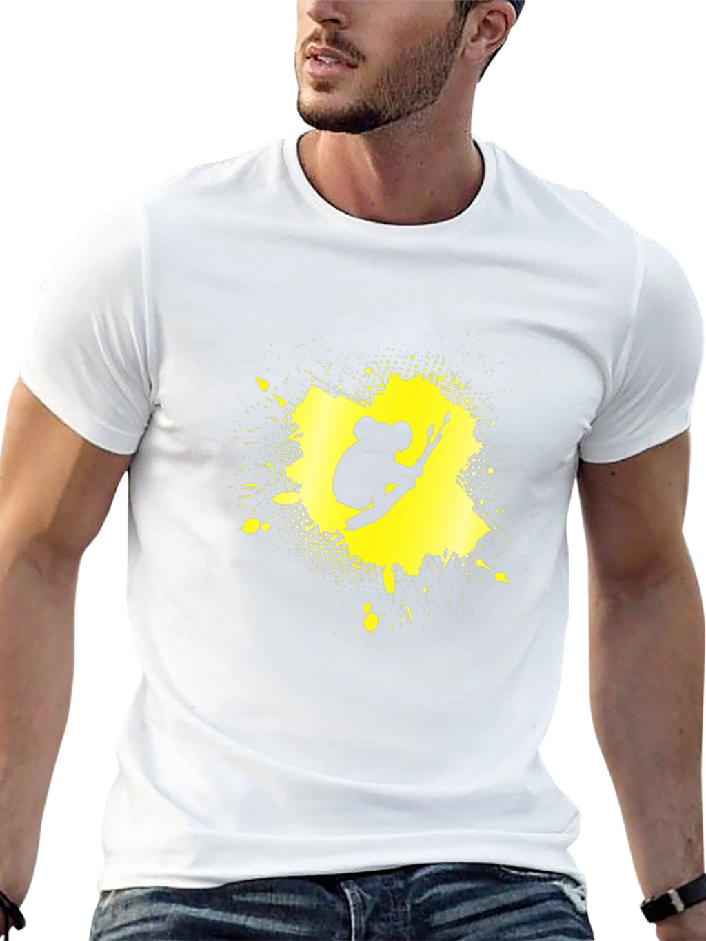 Koala Splatter Graphic Tee - Black Cotton Blend Shirt