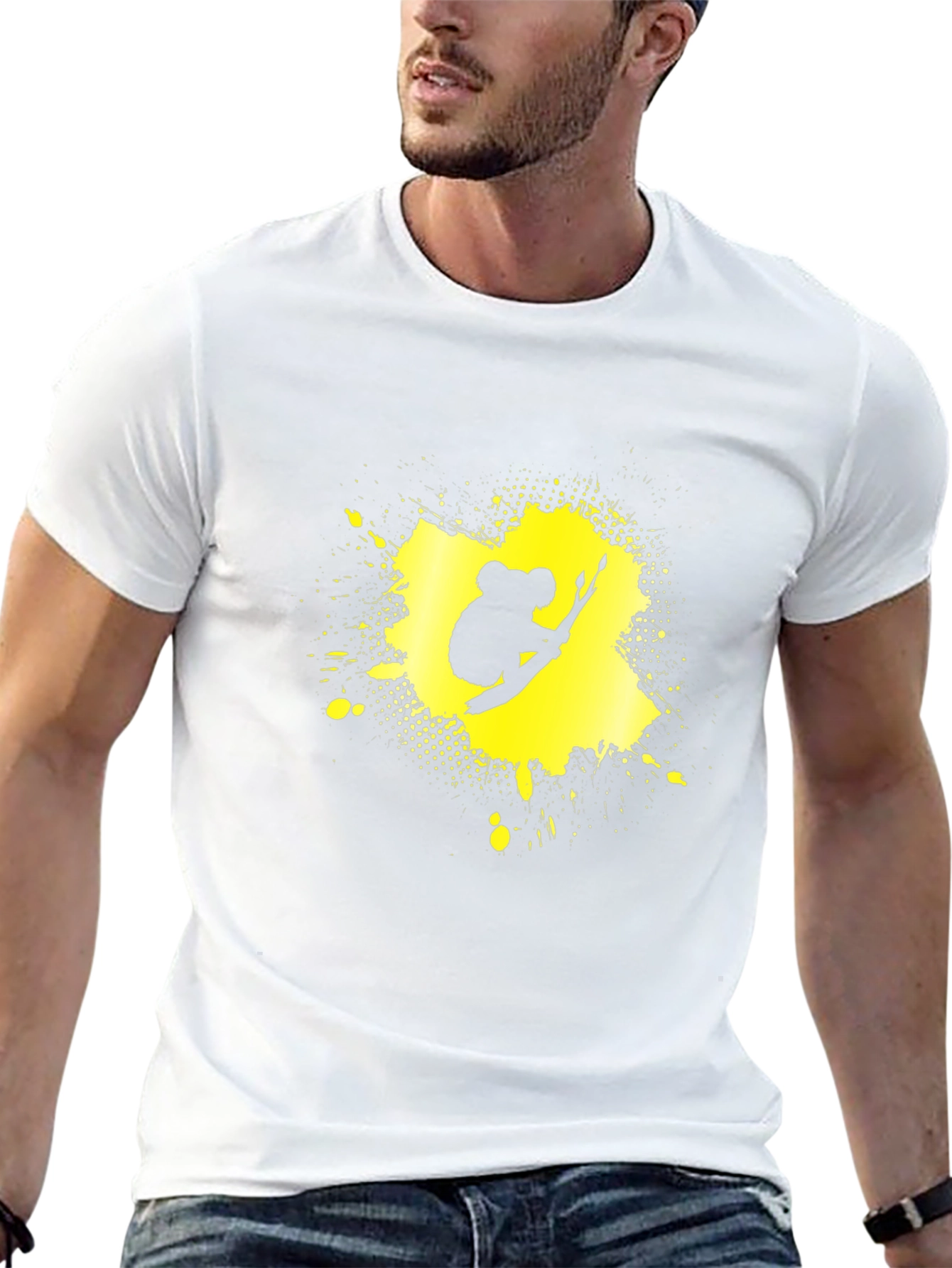 Koala Splatter Graphic Tee - Black Cotton Blend Shirt