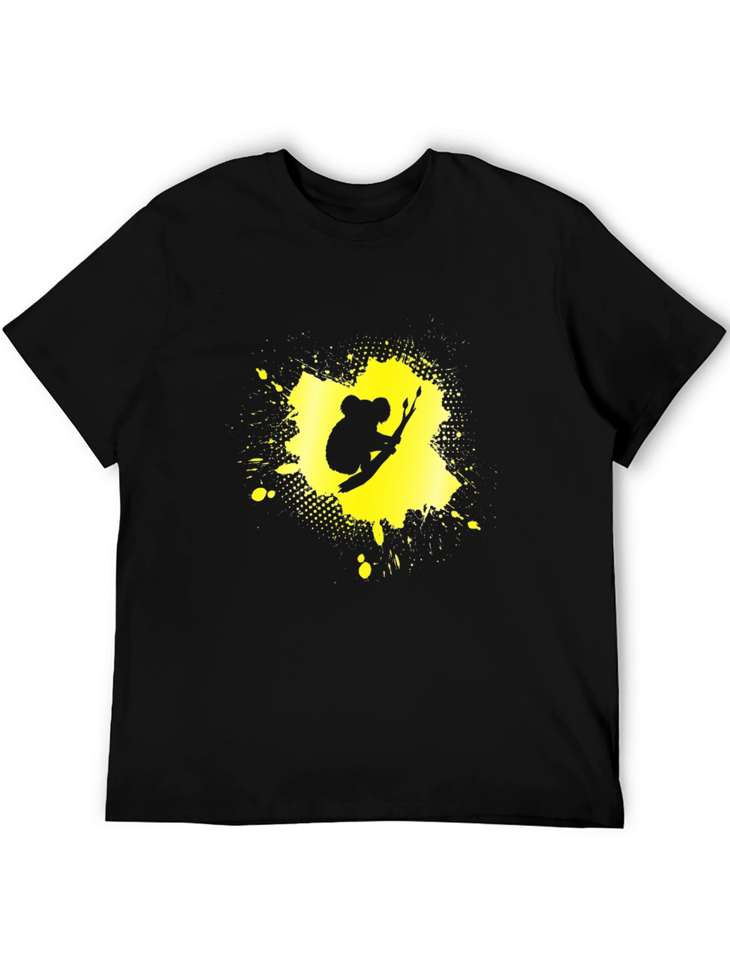 Koala Splatter Graphic Tee - Black Cotton Blend Shirt