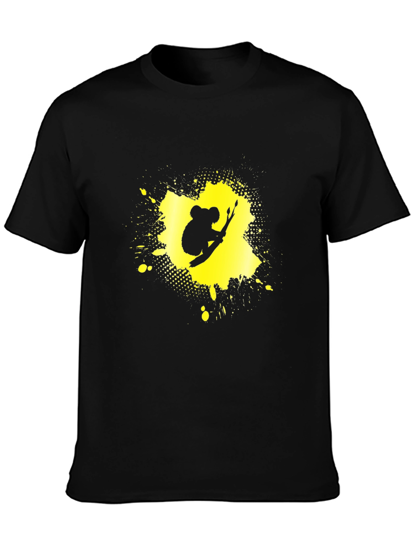 Koala Splatter Graphic Tee - Black Cotton Blend Shirt