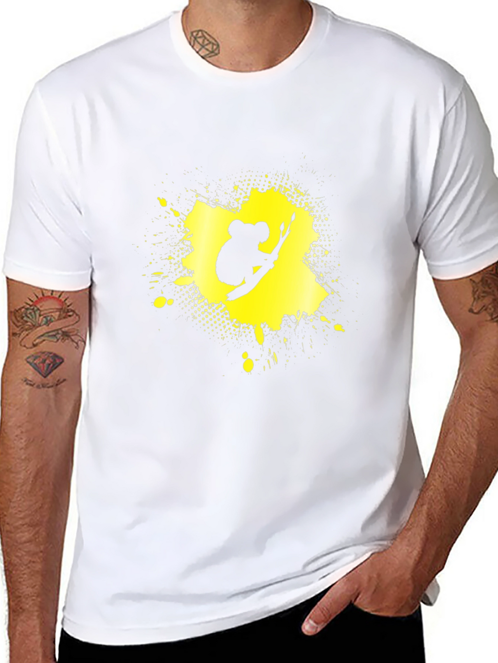 Koala Splatter Graphic Tee - Black Cotton Blend Shirt