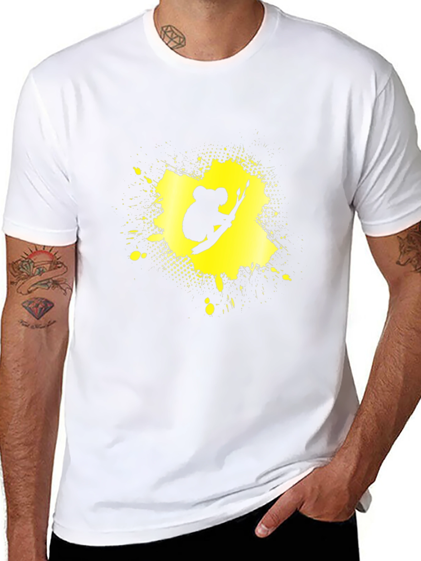 Koala Splatter Graphic Tee - Black Cotton Blend Shirt