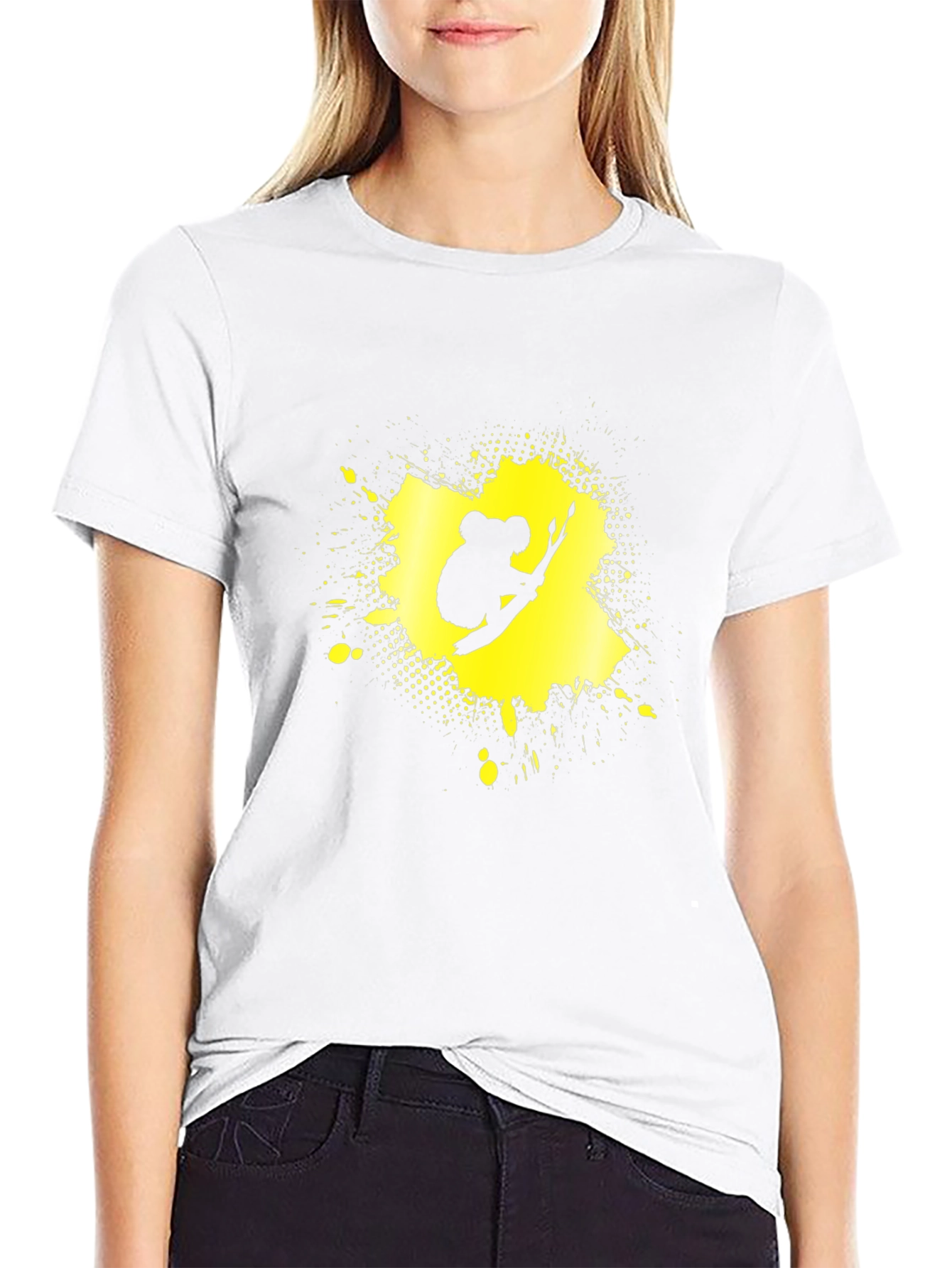 Koala Splatter Graphic Tee - Black Cotton Blend Shirt