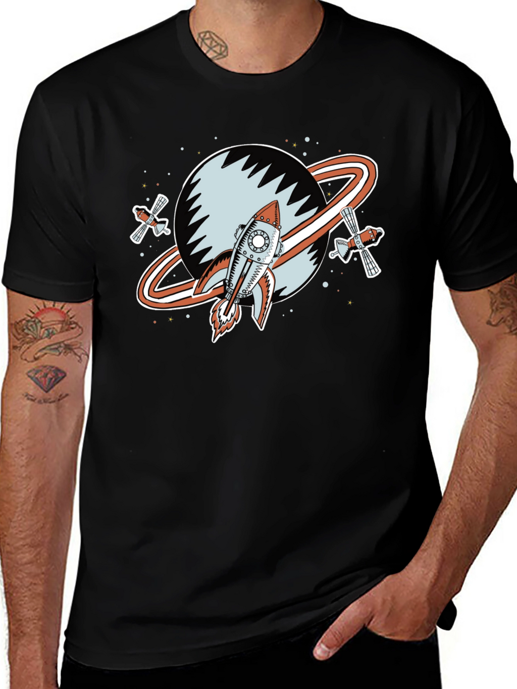 Retro Space Rocket Graphic Tee