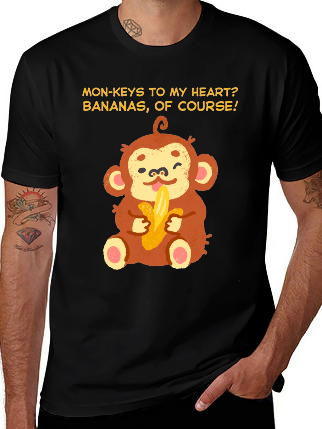 Monkey Bananas Heart T-Shirt - Funny Graphic Tee