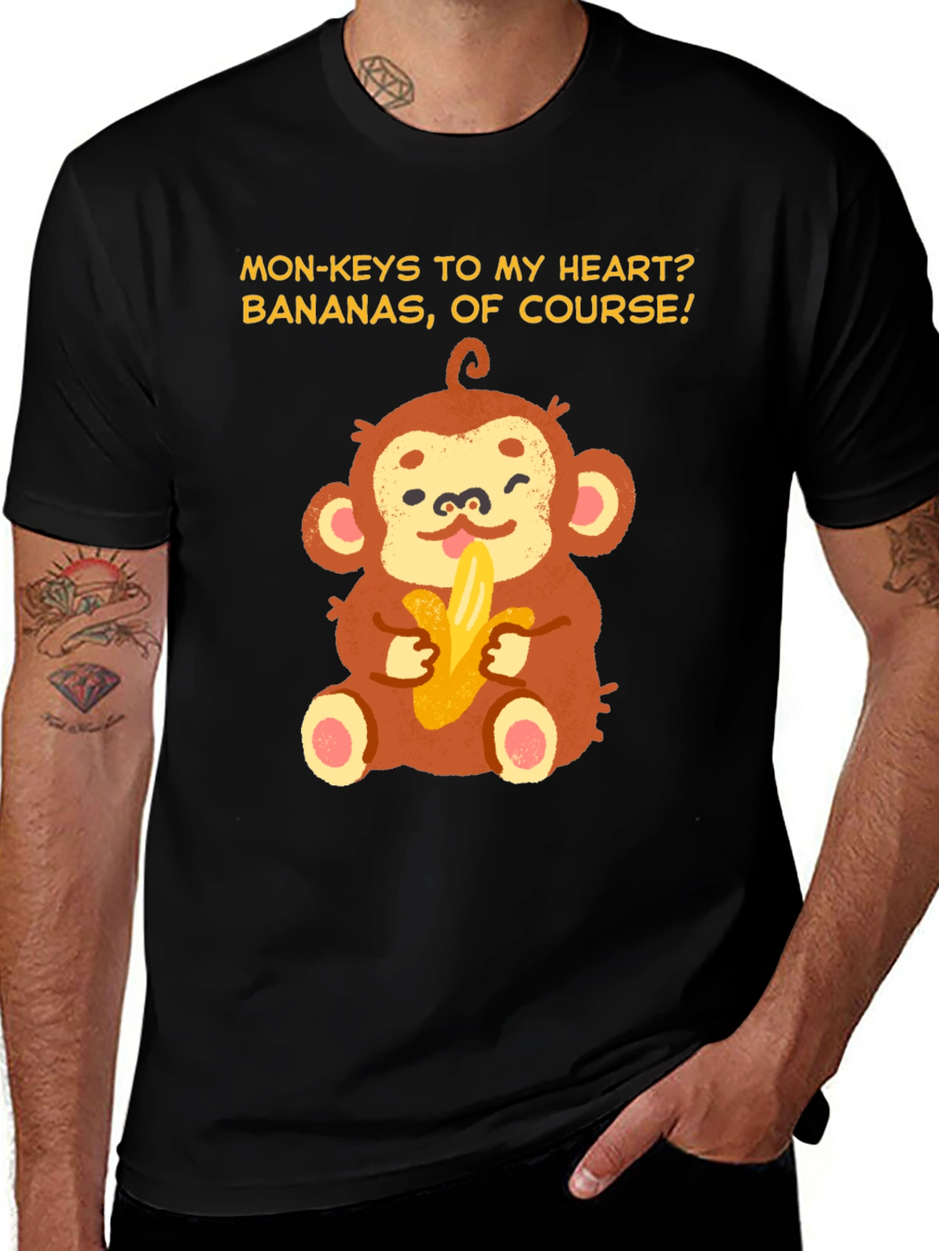 Monkey Bananas Heart T-Shirt - Funny Graphic Tee