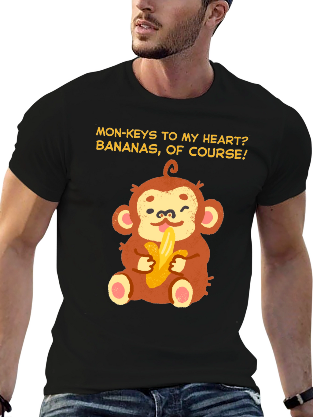 Monkey Bananas Heart T-Shirt - Funny Graphic Tee