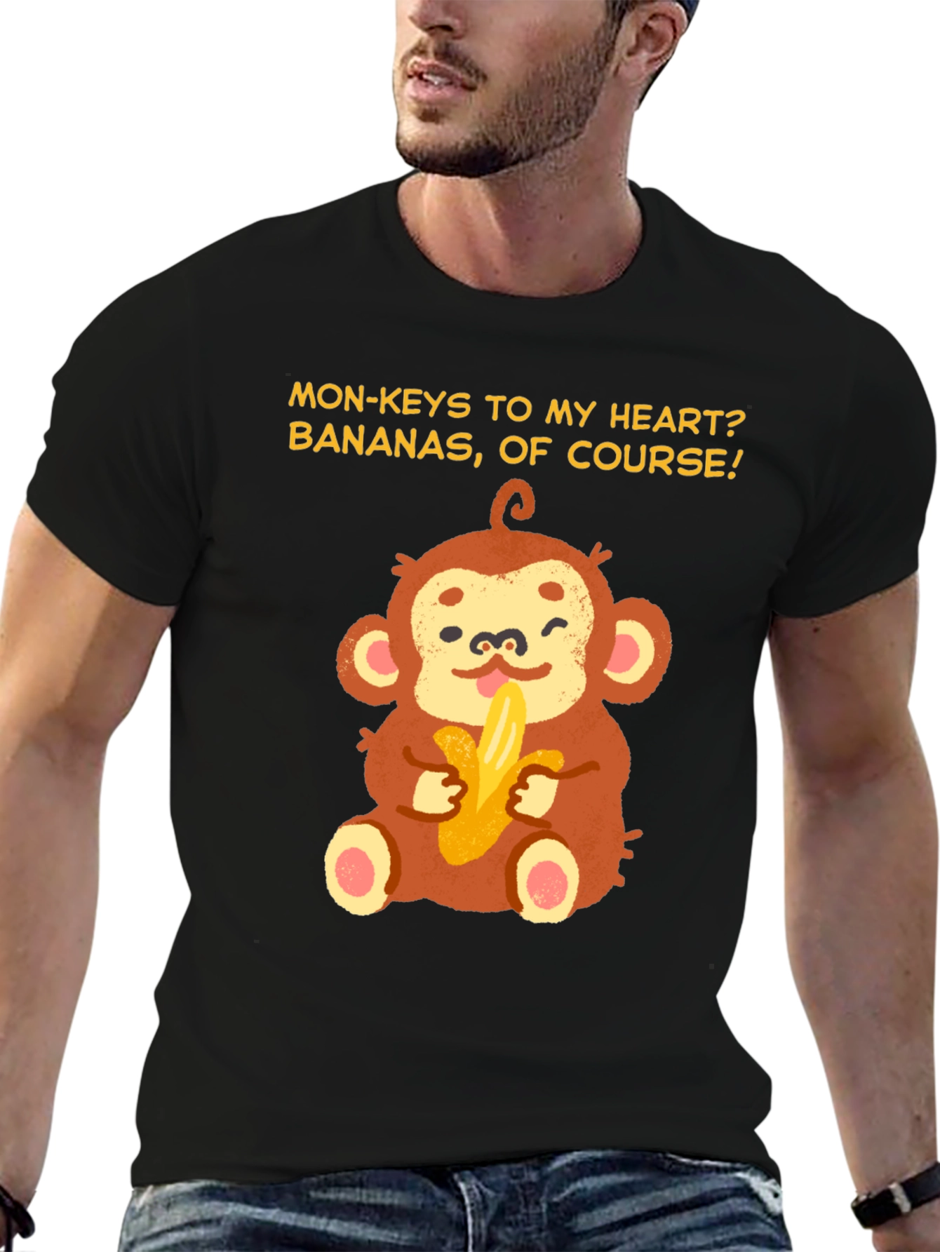 Monkey Bananas Heart T-Shirt - Funny Graphic Tee