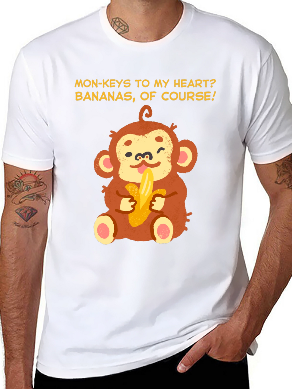 Monkey Bananas Heart T-Shirt - Funny Graphic Tee