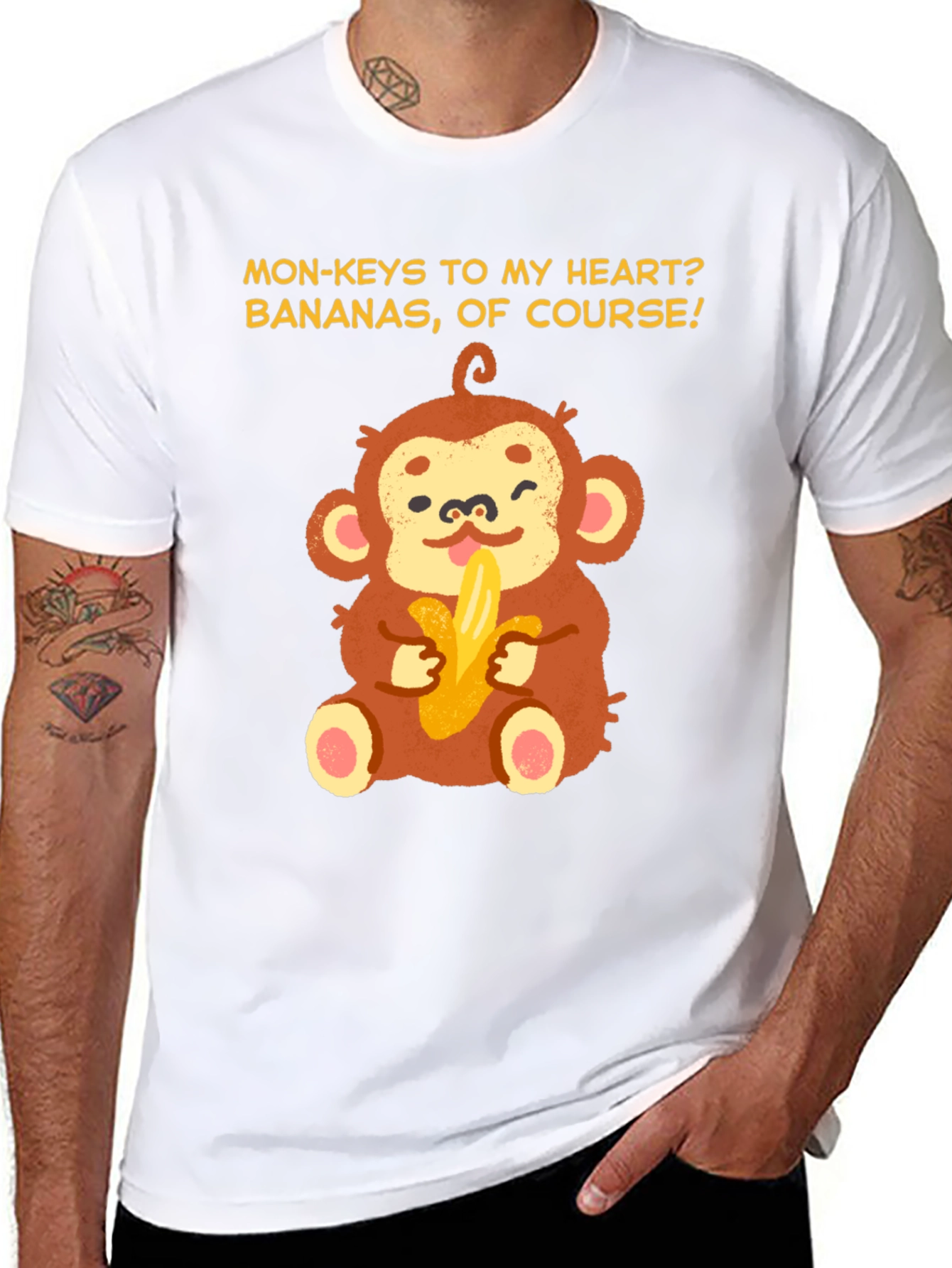 Monkey Bananas Heart T-Shirt - Funny Graphic Tee