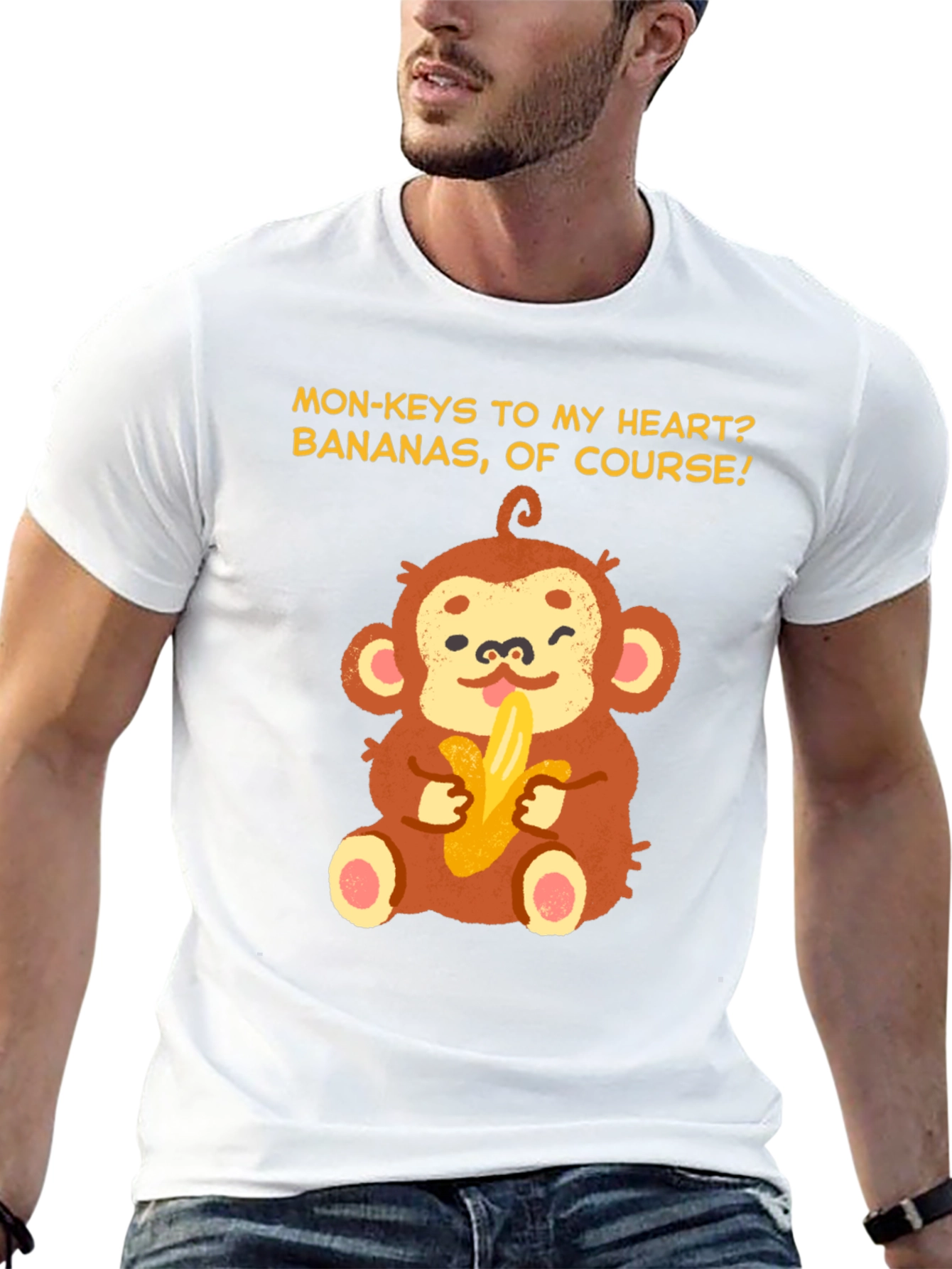Monkey Bananas Heart T-Shirt - Funny Graphic Tee