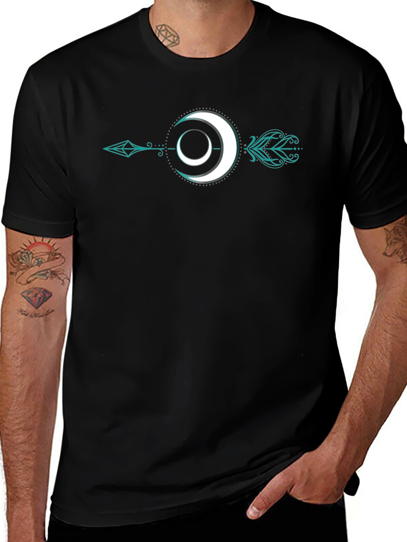 Moon Arrow Graphic Tee - Stylish Black T-Shirt