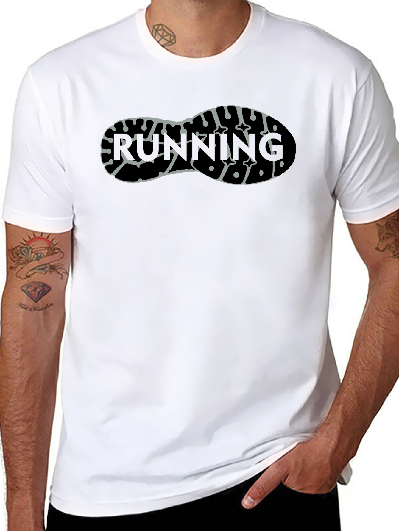 Running Shoe Print T-Shirt - Tread Pattern Design