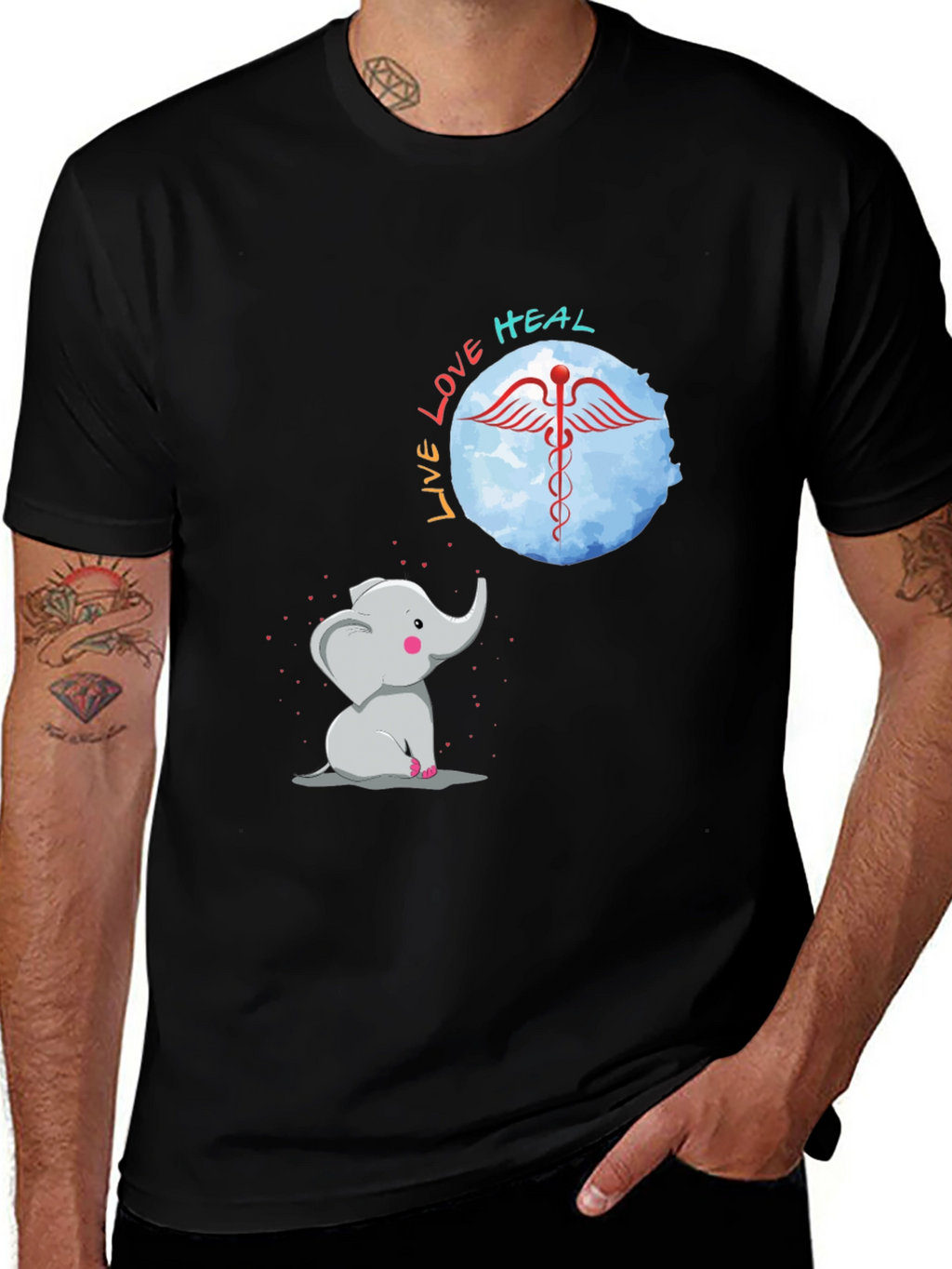 Elephant Live Love Heal Graphic Tee