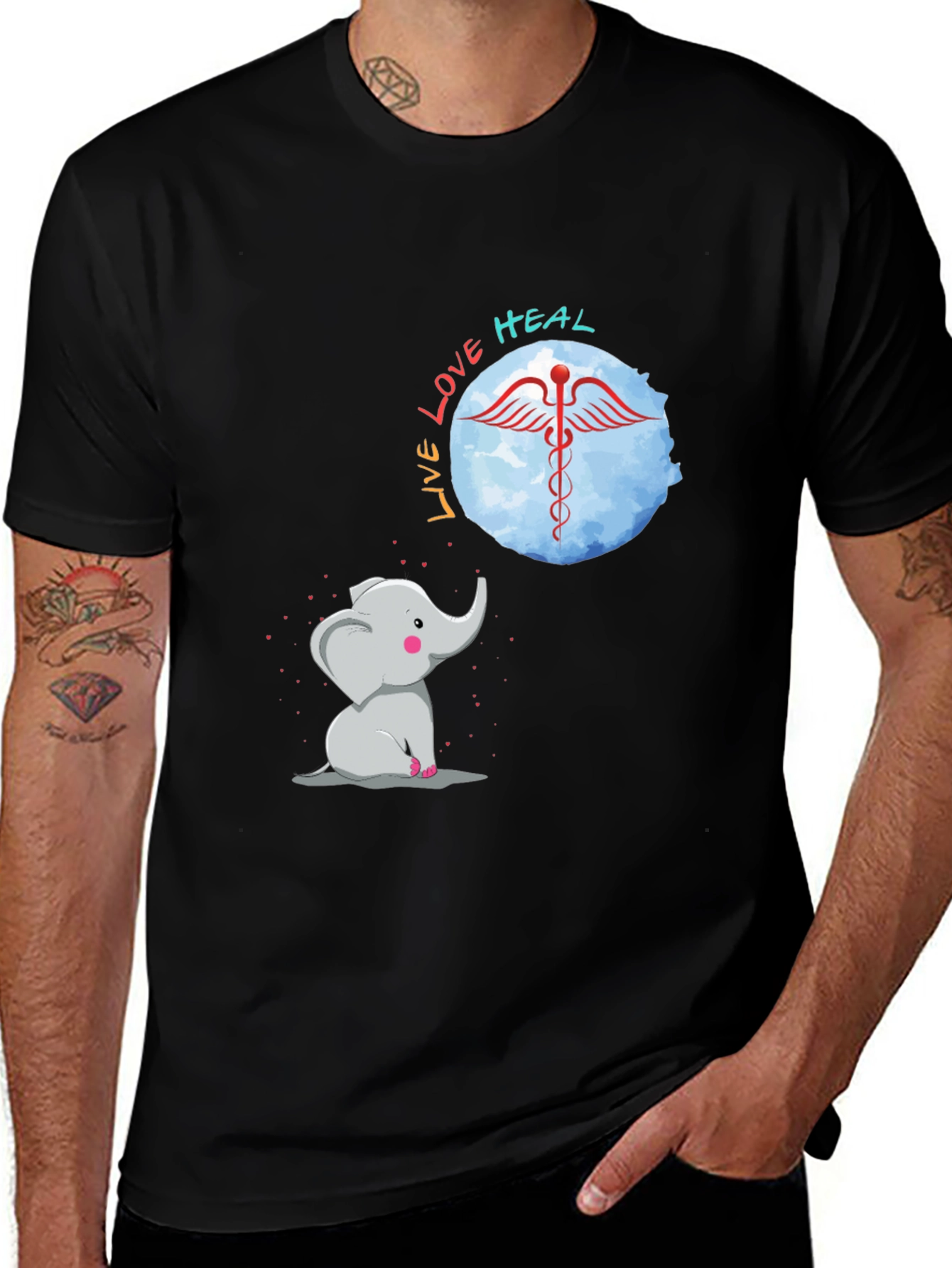 Elephant Live Love Heal Graphic Tee