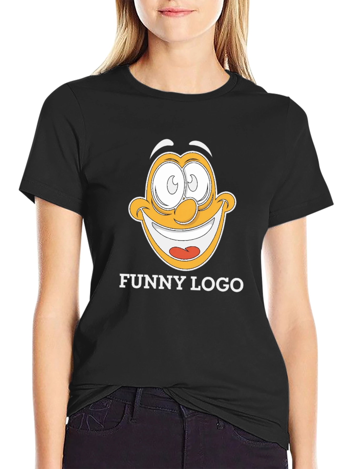 Funny Logo Graphic Black T-Shirt