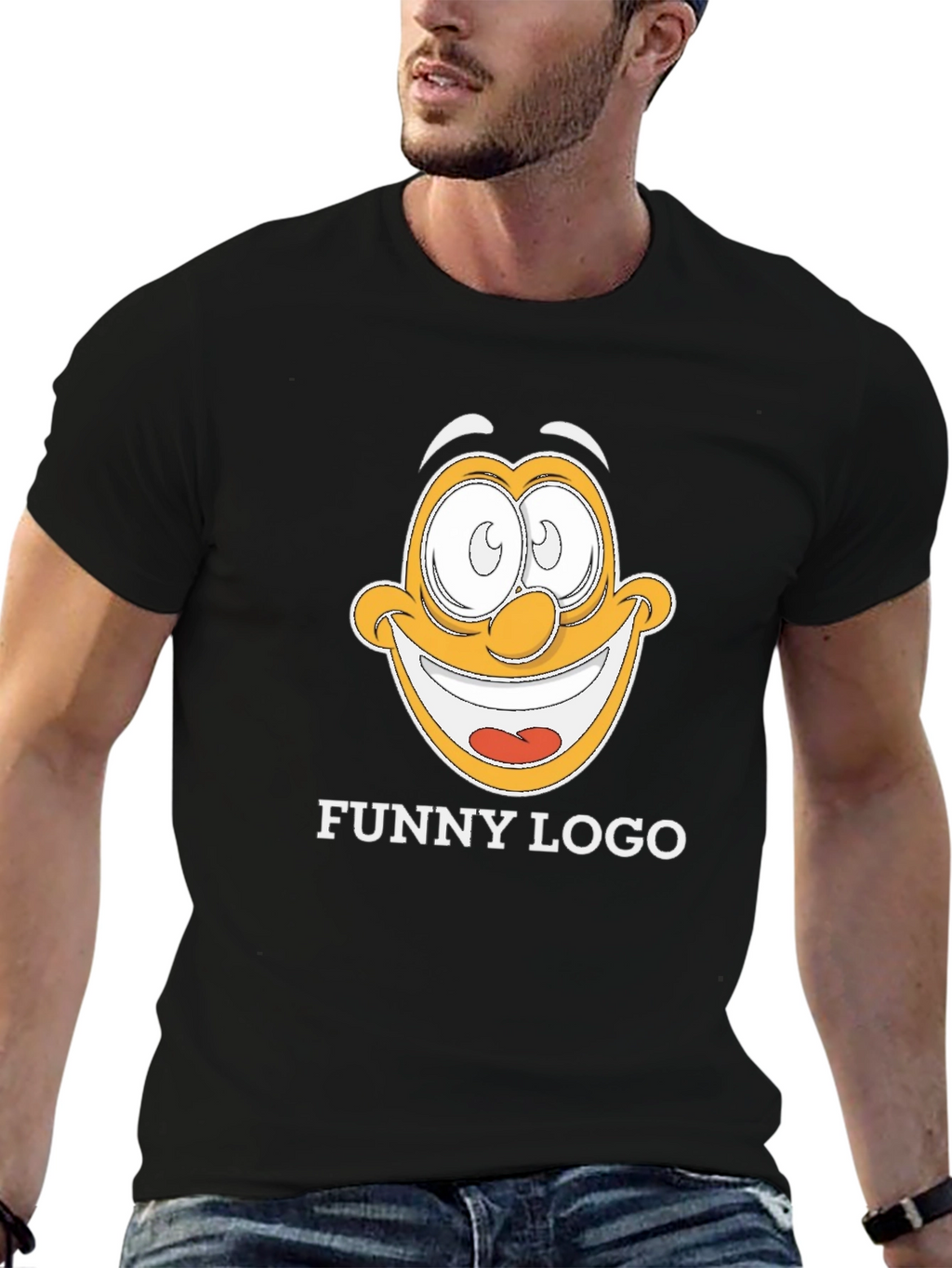 Funny Logo Graphic Black T-Shirt