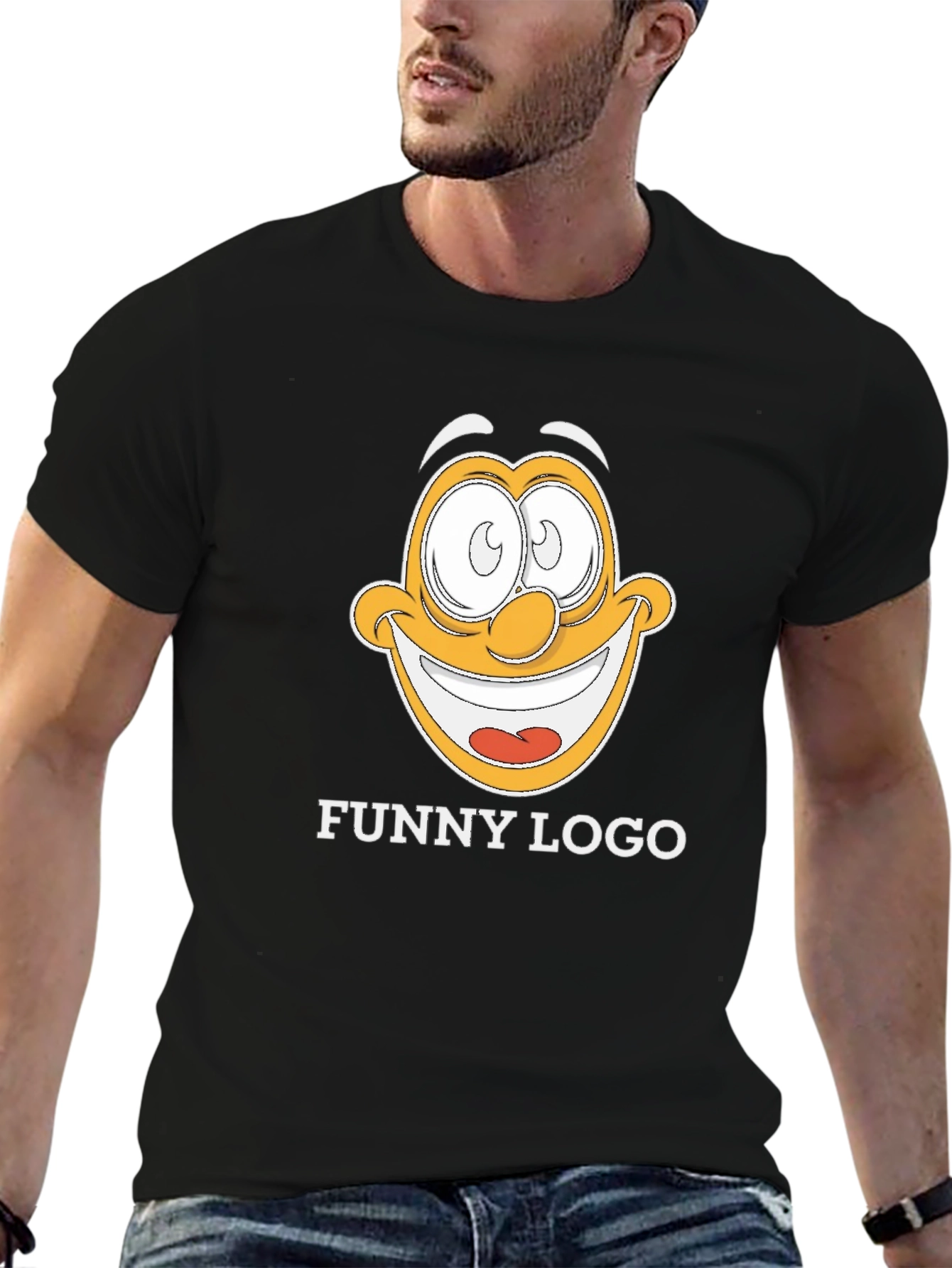 Funny Logo Graphic Black T-Shirt