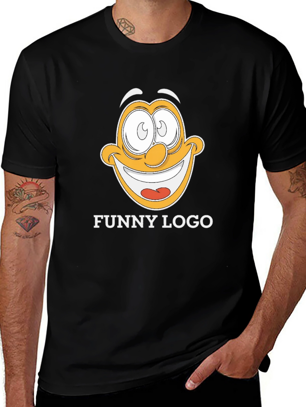 Funny Logo Graphic Black T-Shirt