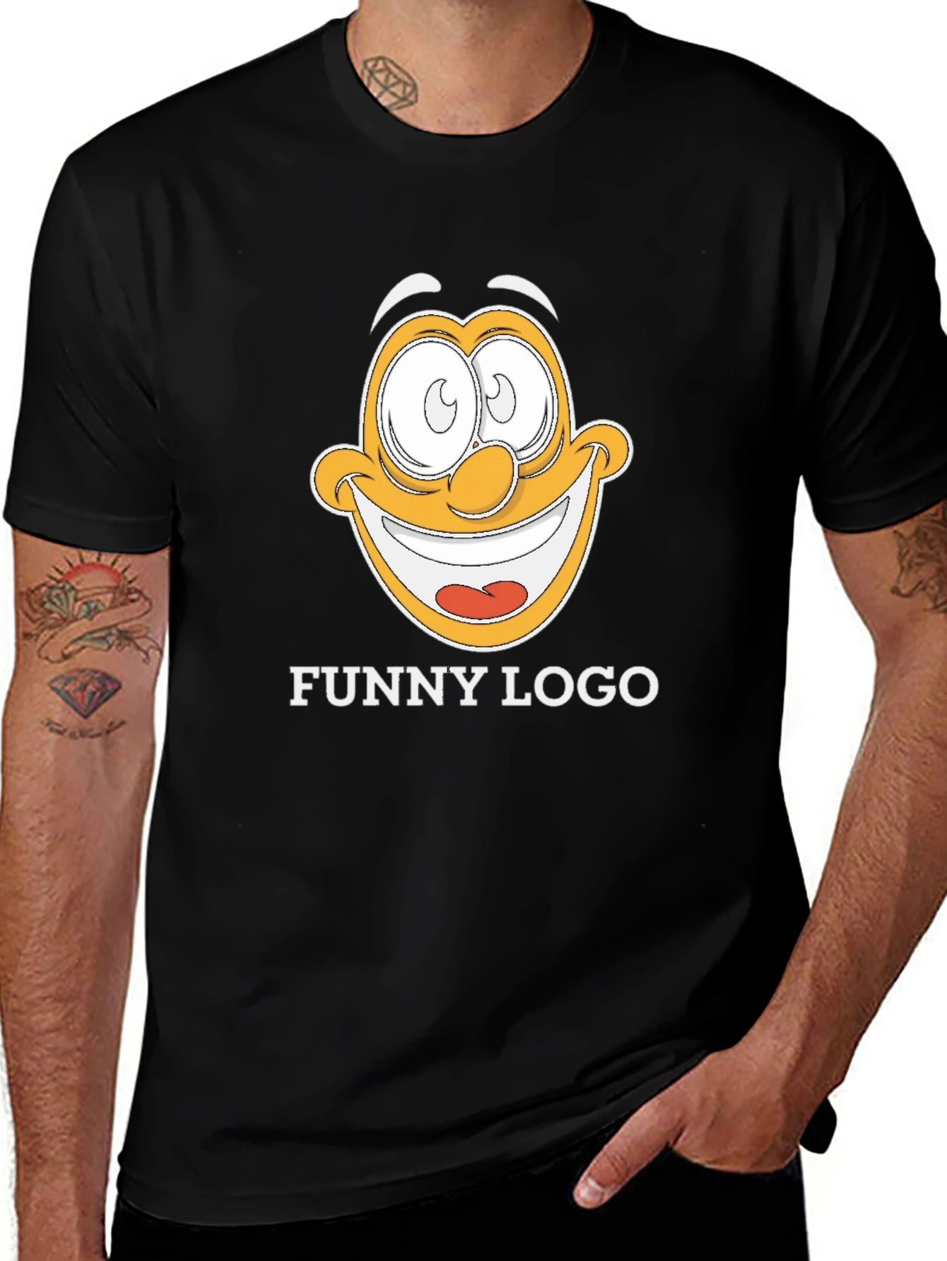 Funny Logo Graphic Black T-Shirt